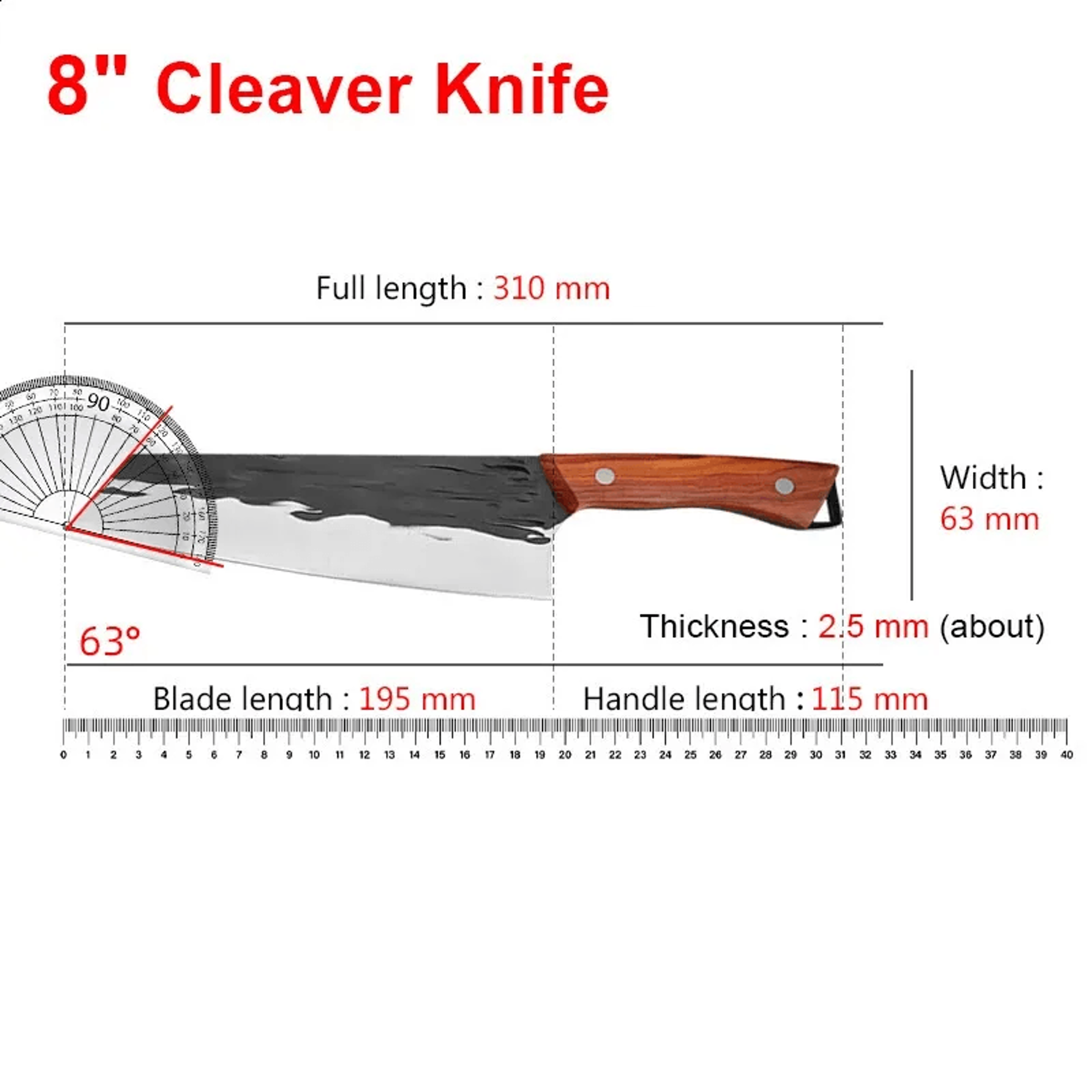 Professional Stainless Steel Chef Knife Set Boning Butcher Meat Cleaver 2