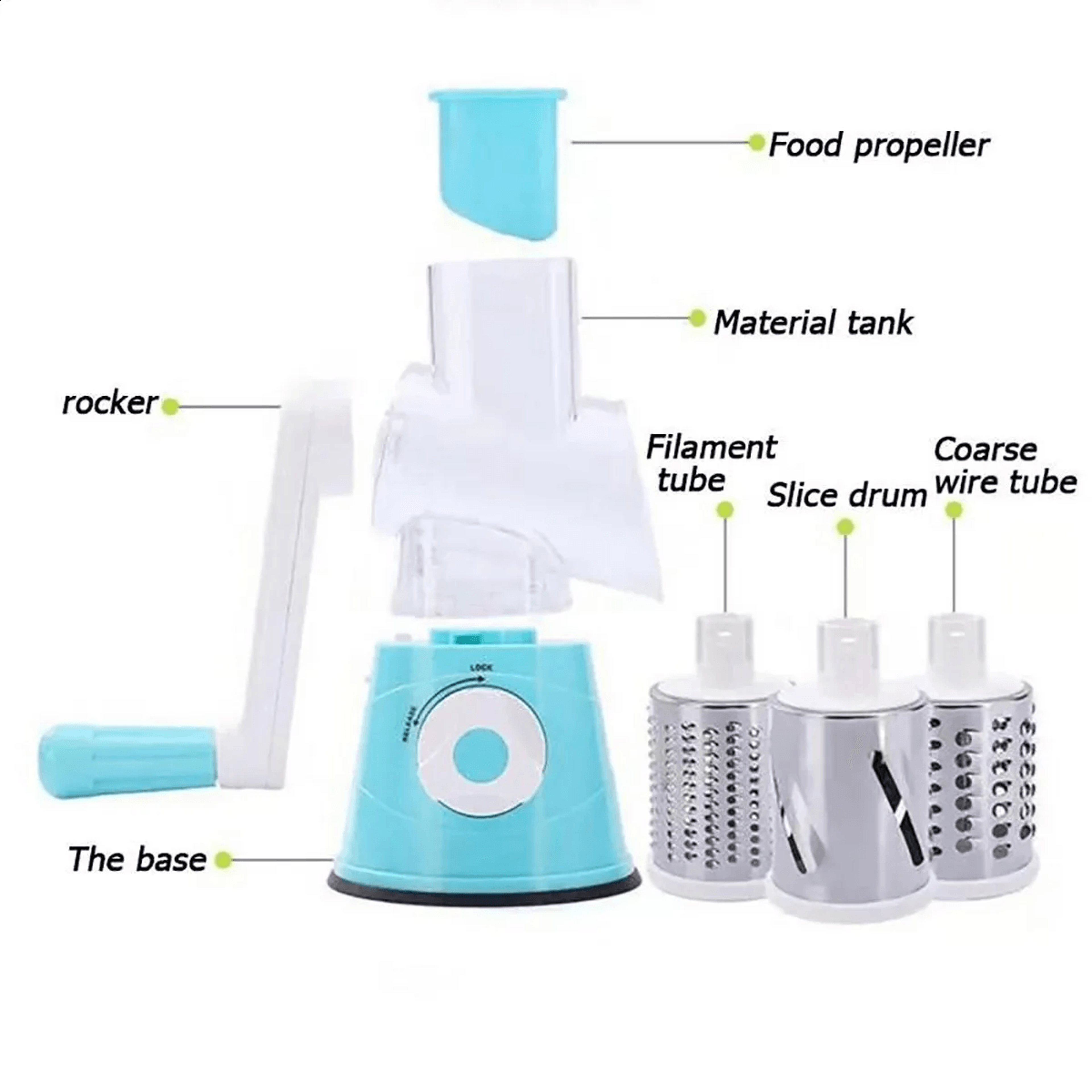 Manual Rotary Vegetable Slicer Drum Cheese Grater 4