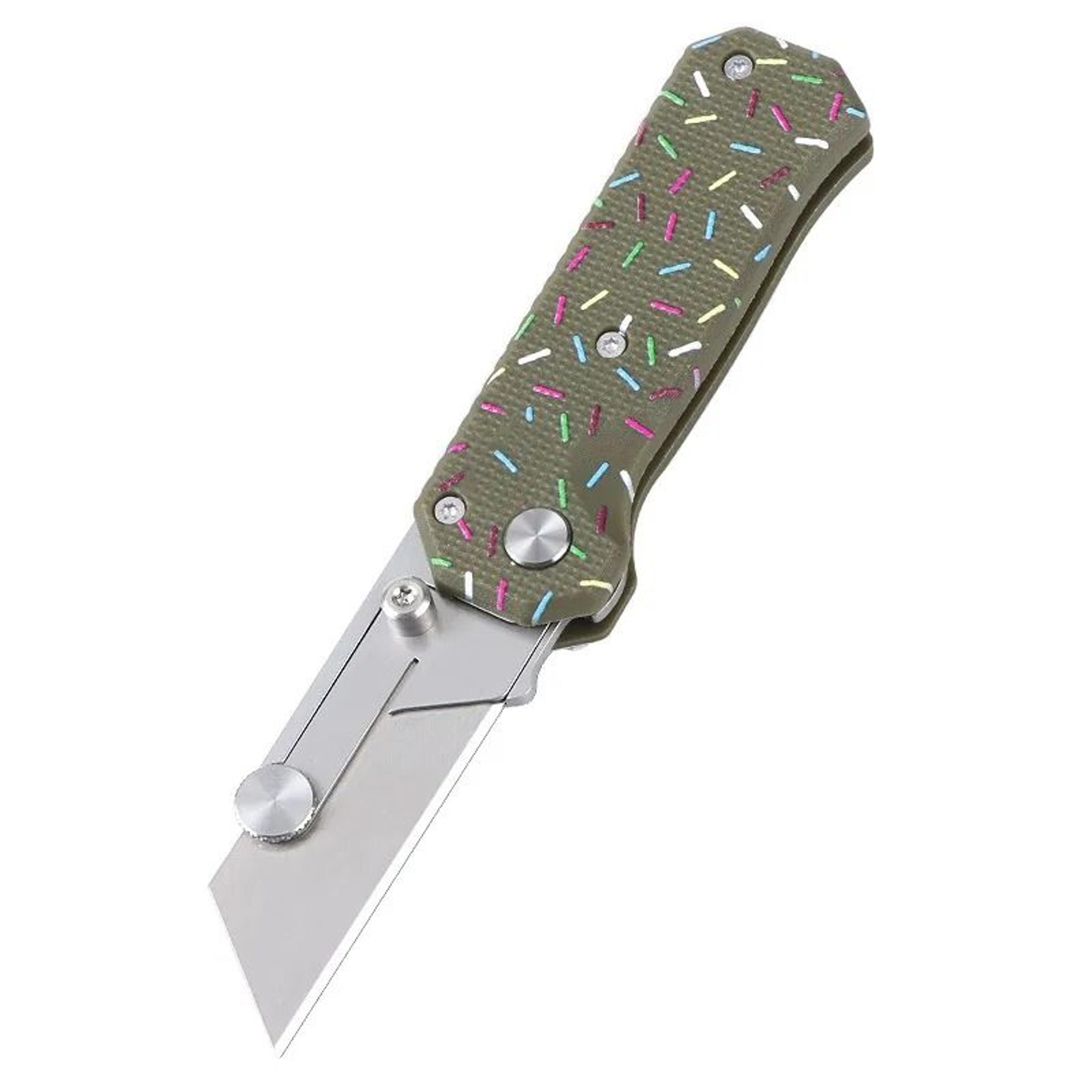 Titanium Coated Tanto Pocket Utility Knife GRN Handle Folding EDC Tool 2