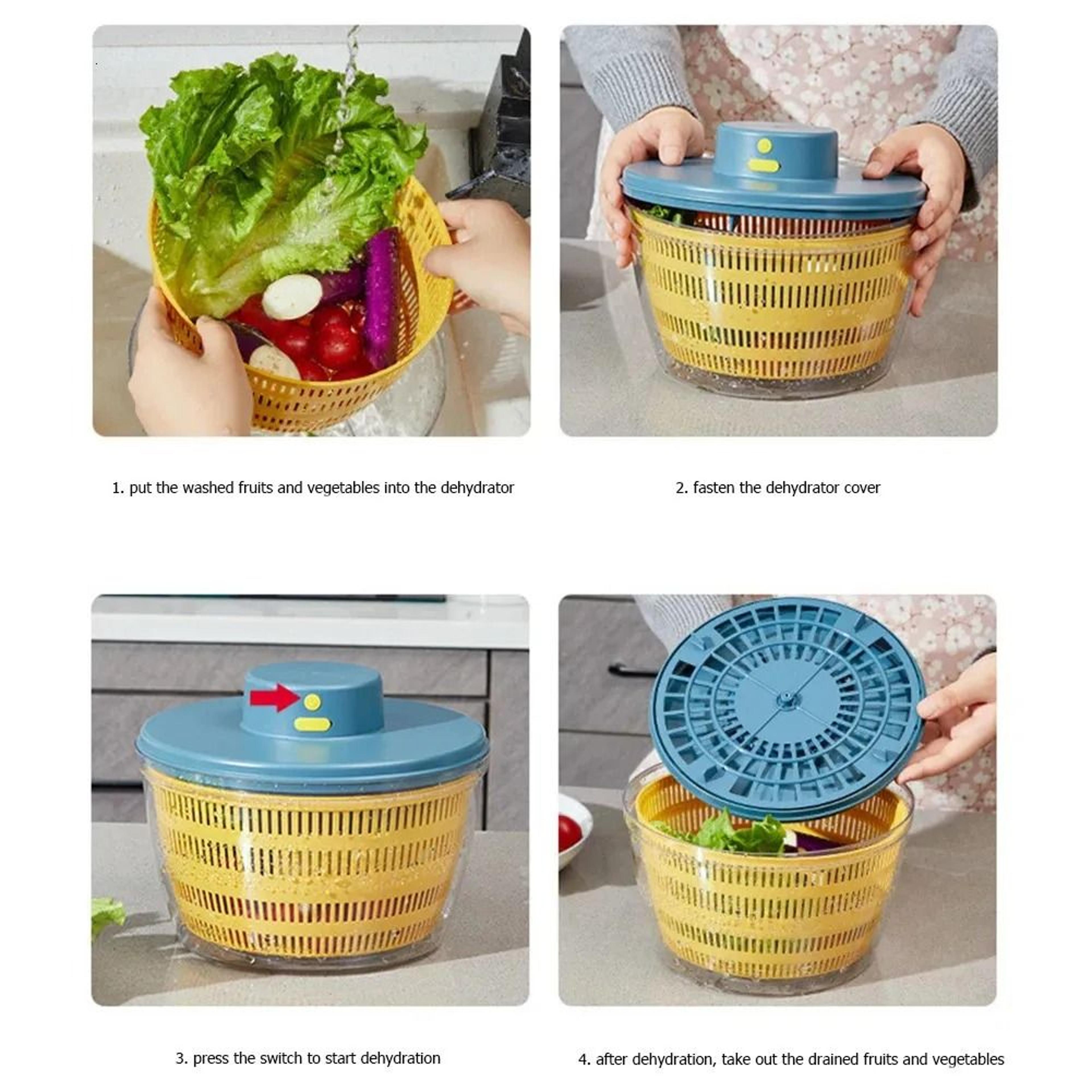 Electric Salad Spinner Automatic Lettuce Spinner Quick Dry Vegetable Dryer 2