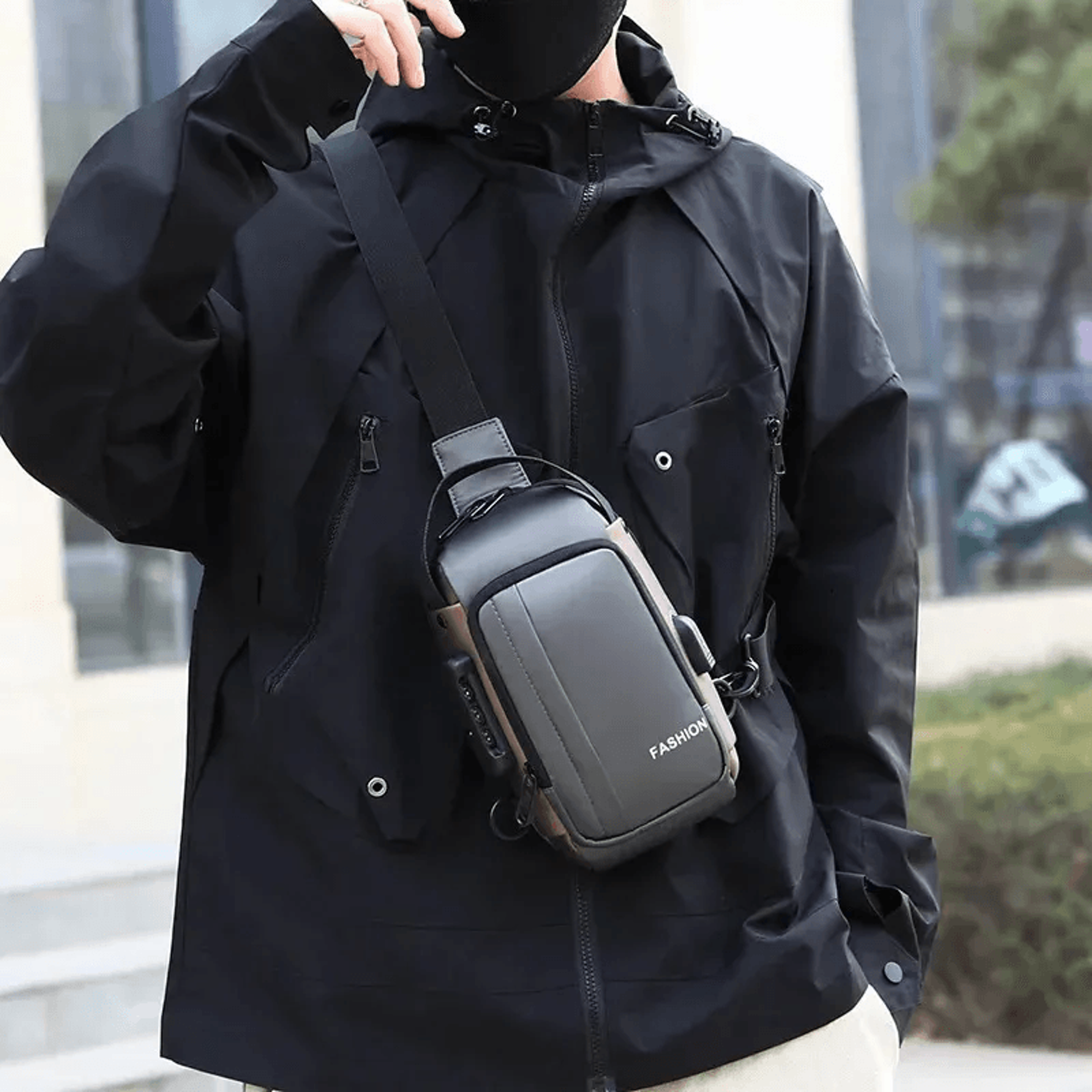 Mens Anti Theft Chest Bag Lightweight Travel Sling Bag With Password Lock 5