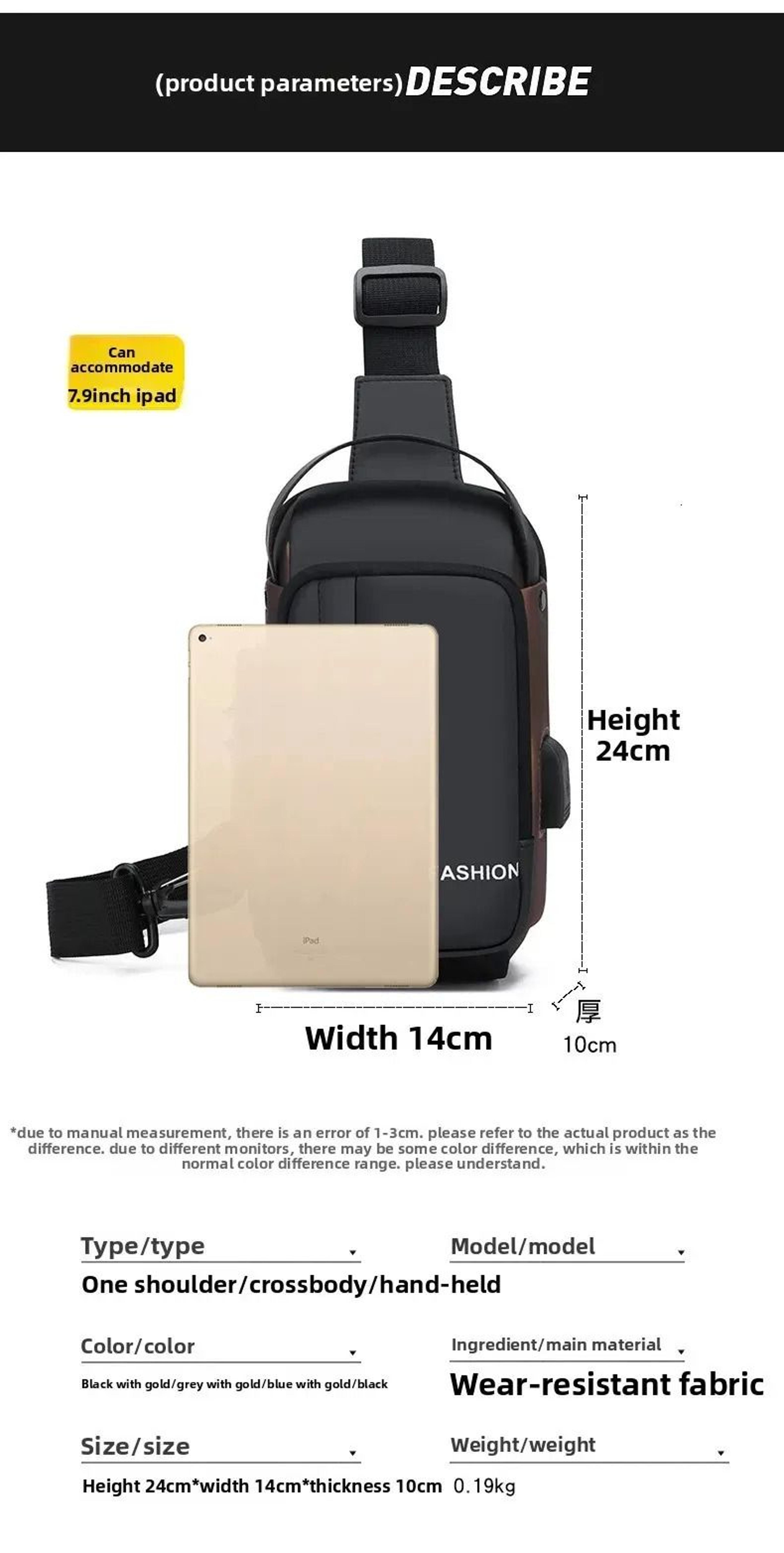 Mens Anti Theft Chest Bag Lightweight Travel Sling Bag With Password Lock 4