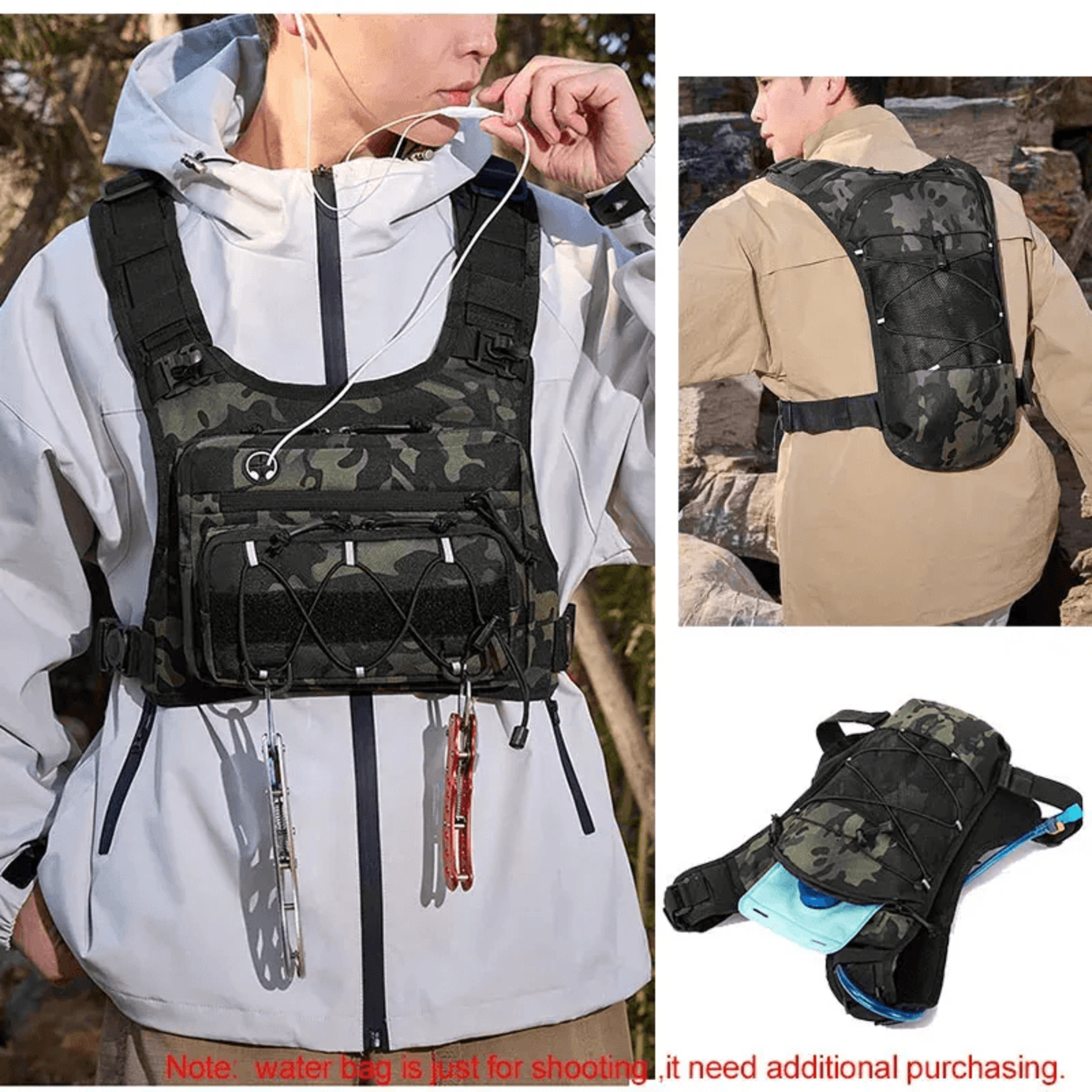 Reflective Tactical Chest Rig Hydration Vest Running Chest Pack For Men 5
