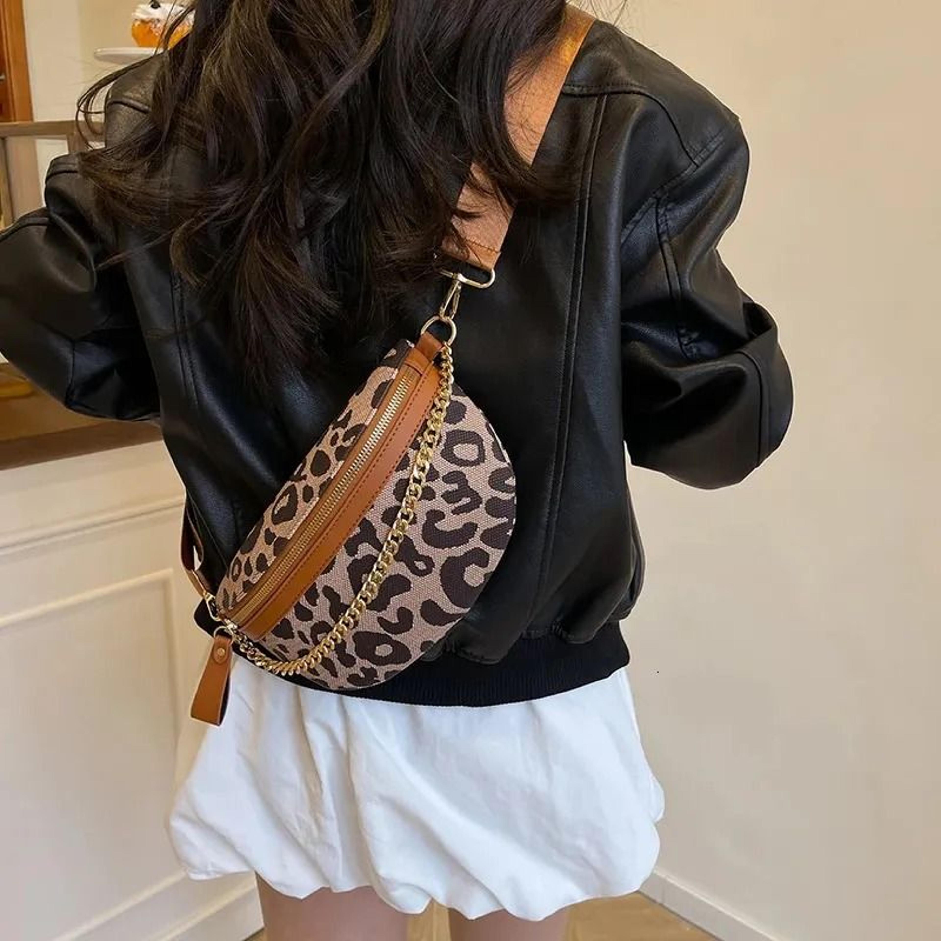 Leopard Print Fanny Pack Women PU Crossbody Waist Bag 2