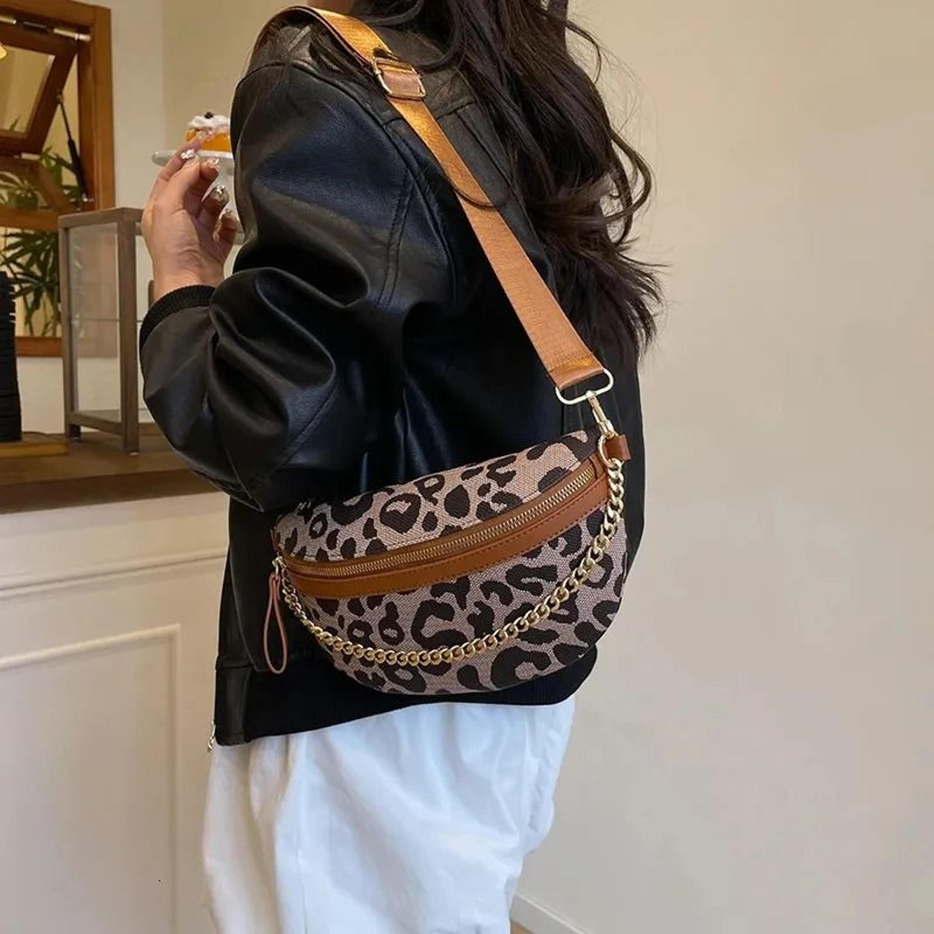 Leopard Print Fanny Pack Women PU Crossbody Waist Bag 1