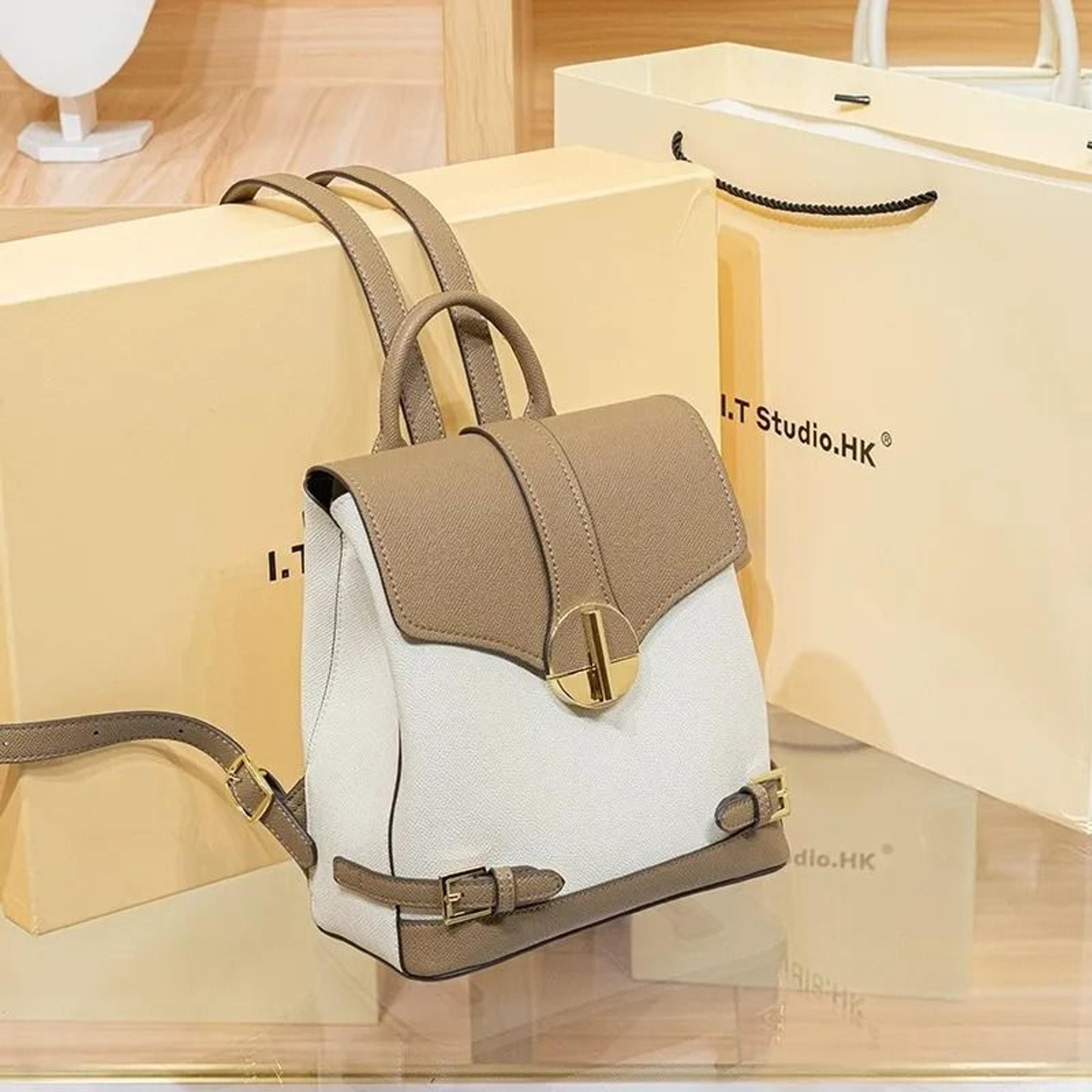 genuine leather backpack for women with vintage design and multiple compartments