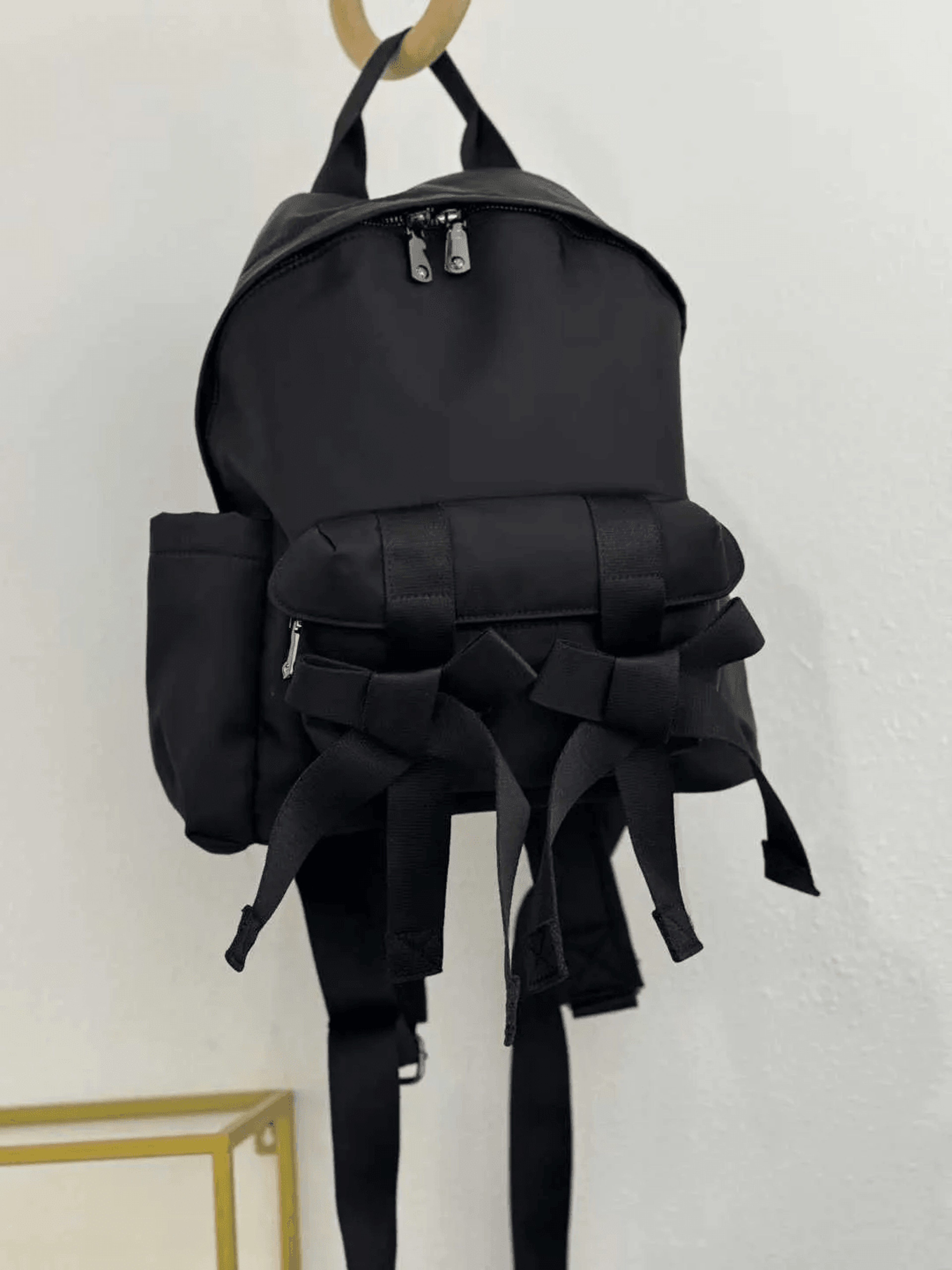 women pearl strap synthetic leather backpack with large capacity