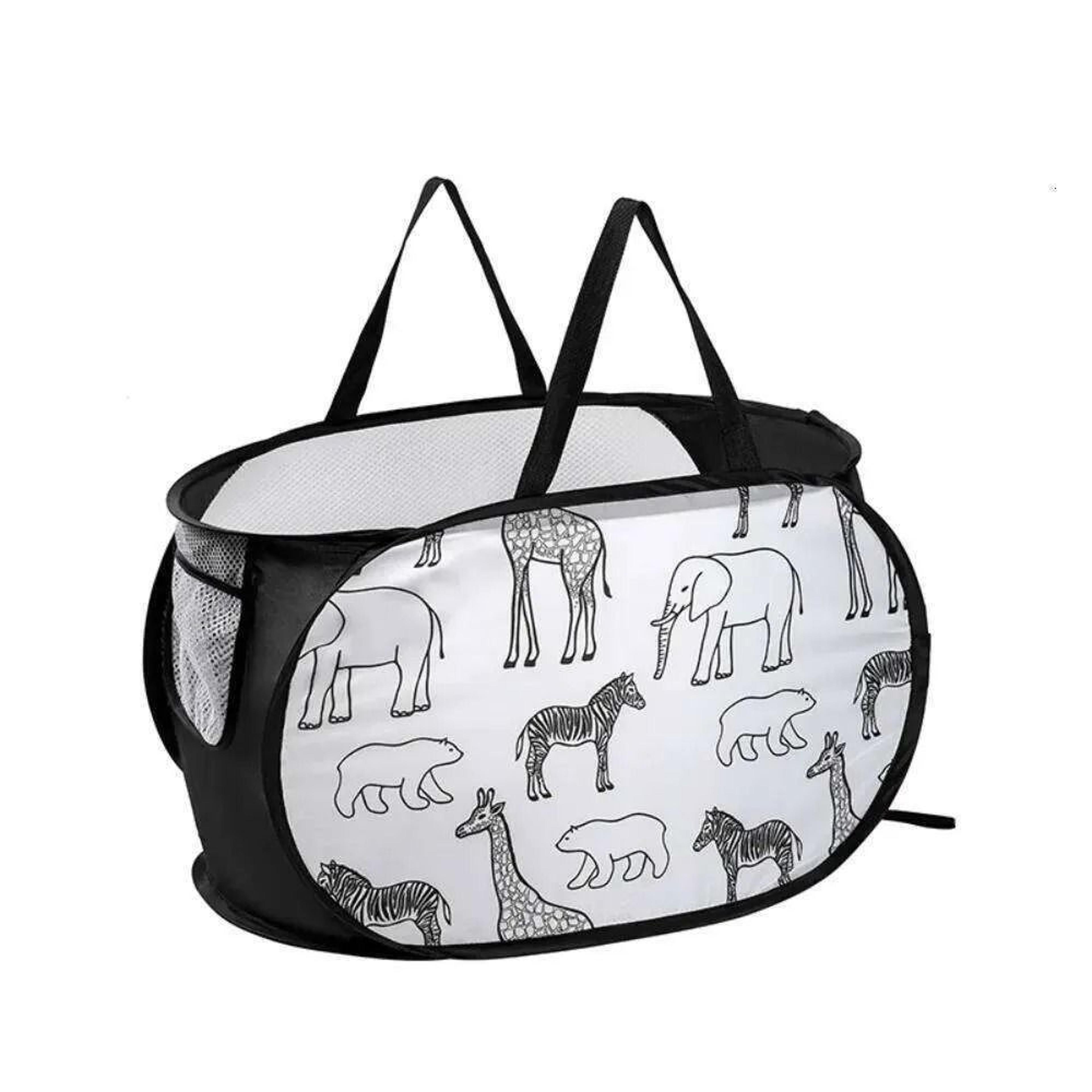 foldable mesh laundry basket with large capacity cartoon design