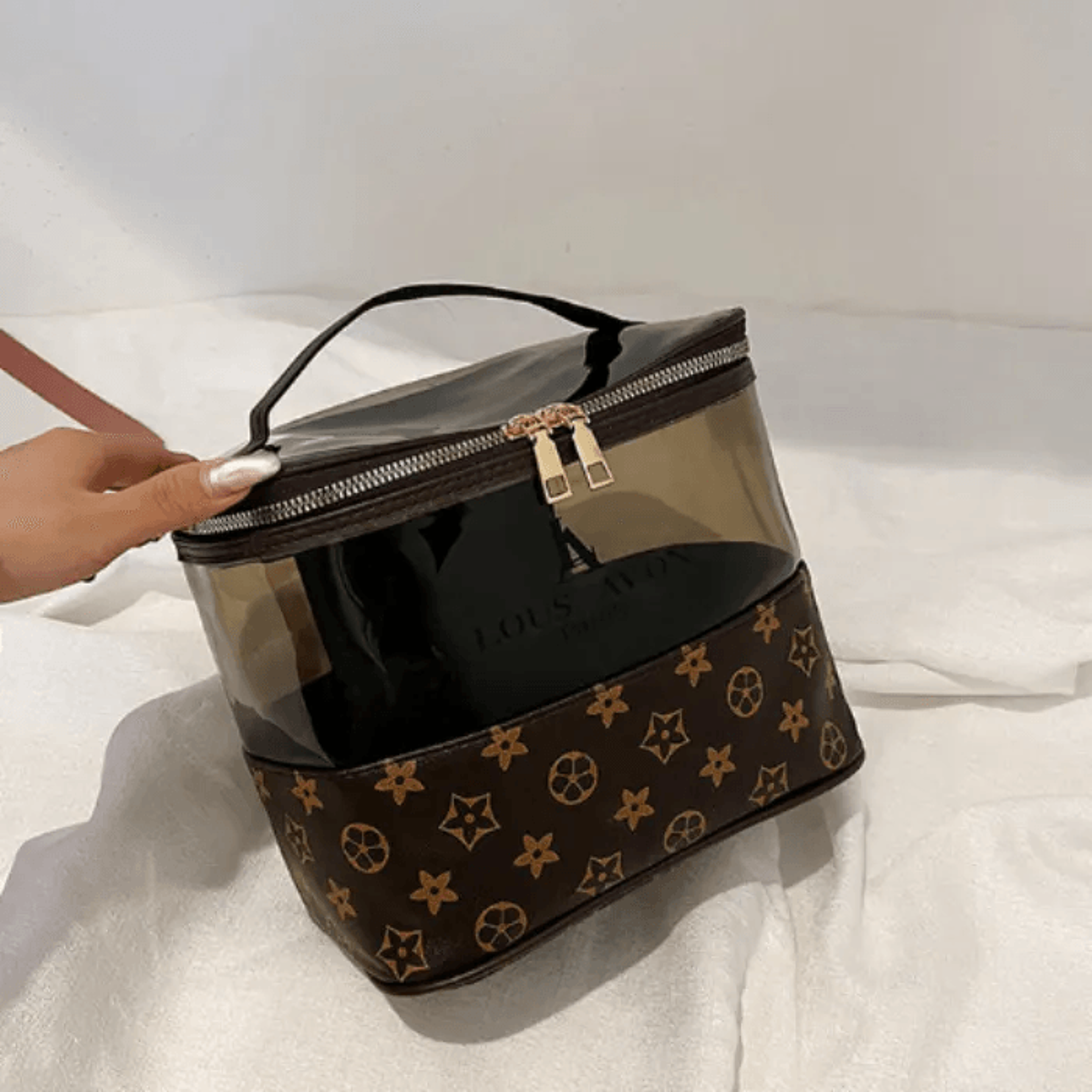 pu cosmetic bag large capacity zipper travel toiletry storage bag
