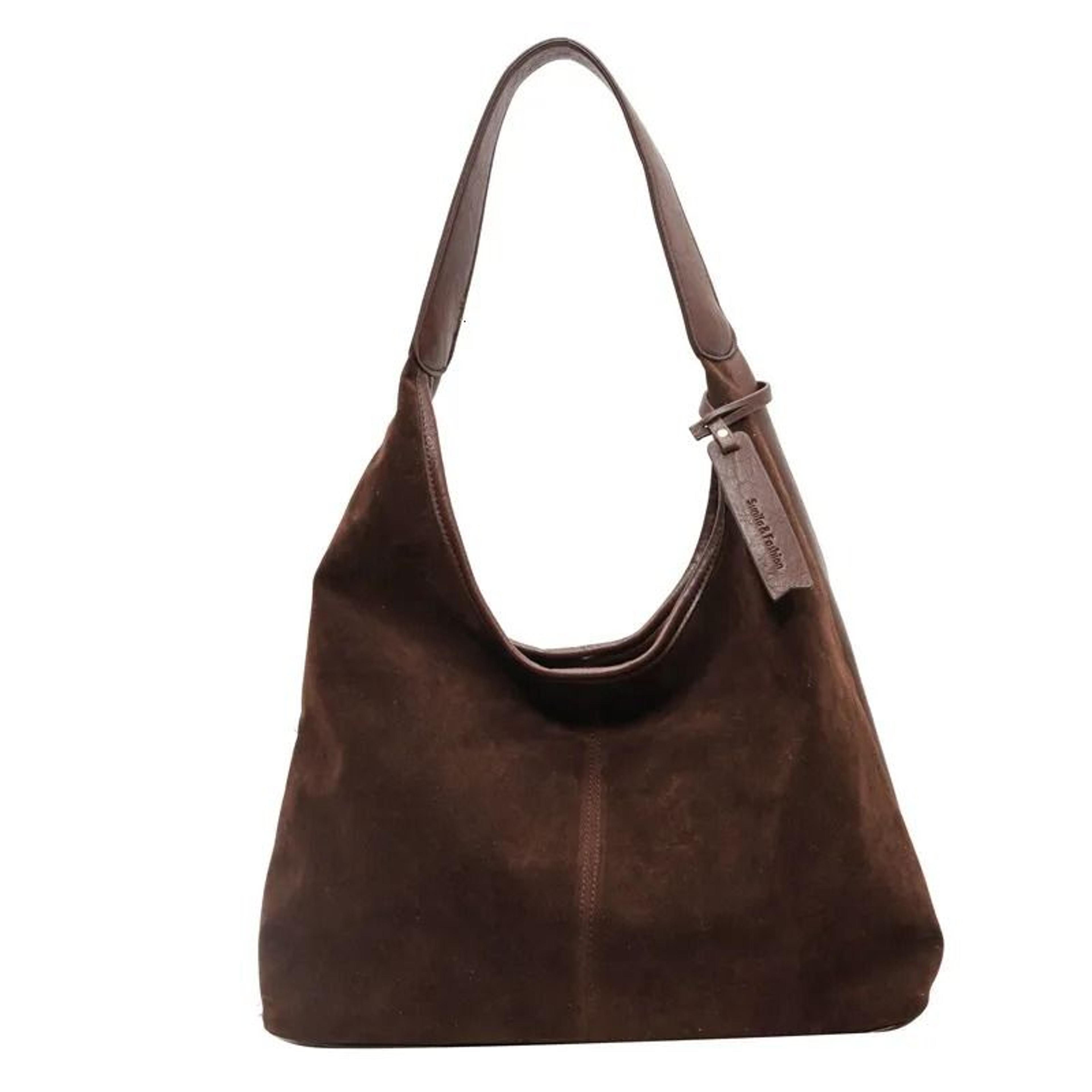 suede large capacity women's shoulder tote bucket handbag