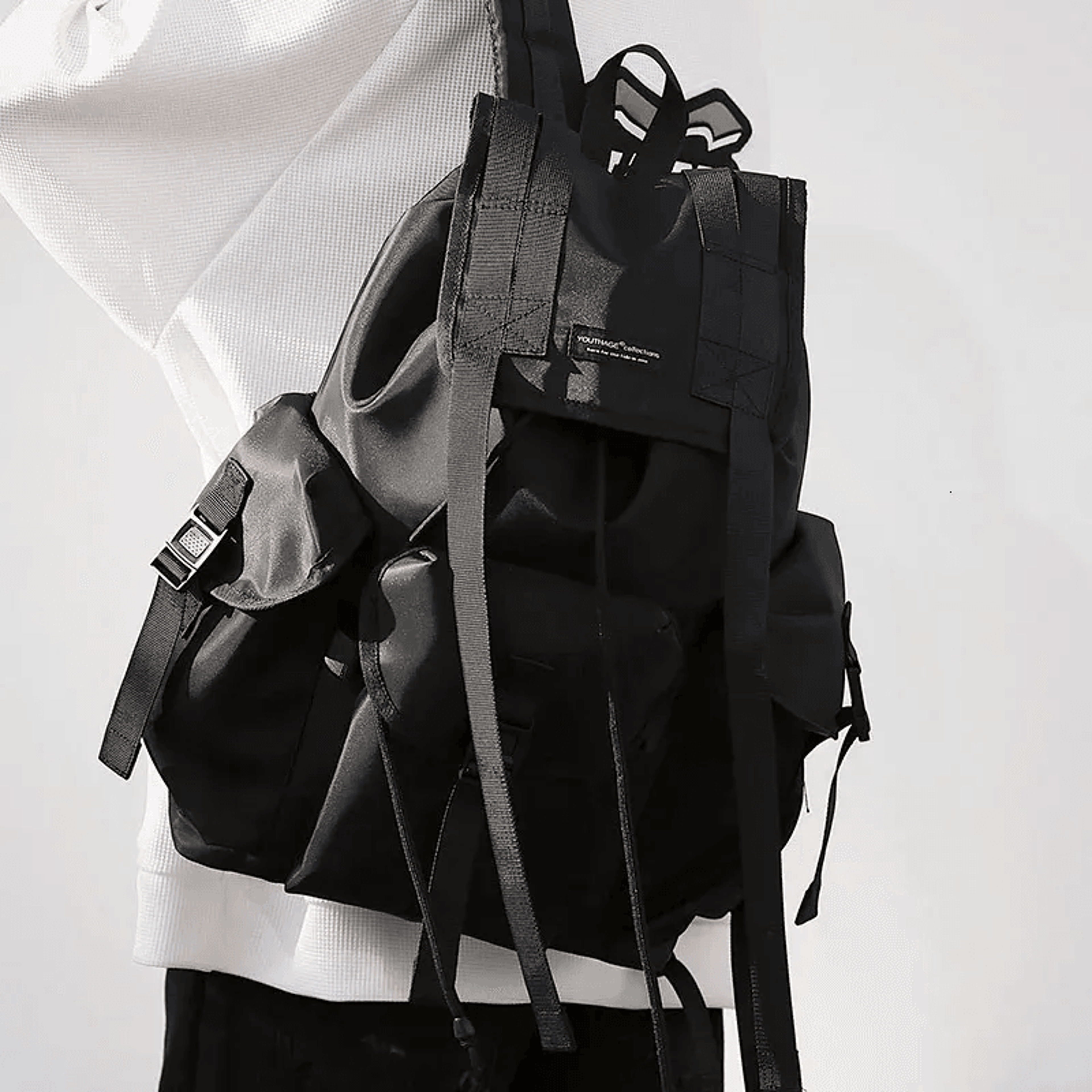 black nylon mens laptop backpack large capacity travel and school bag