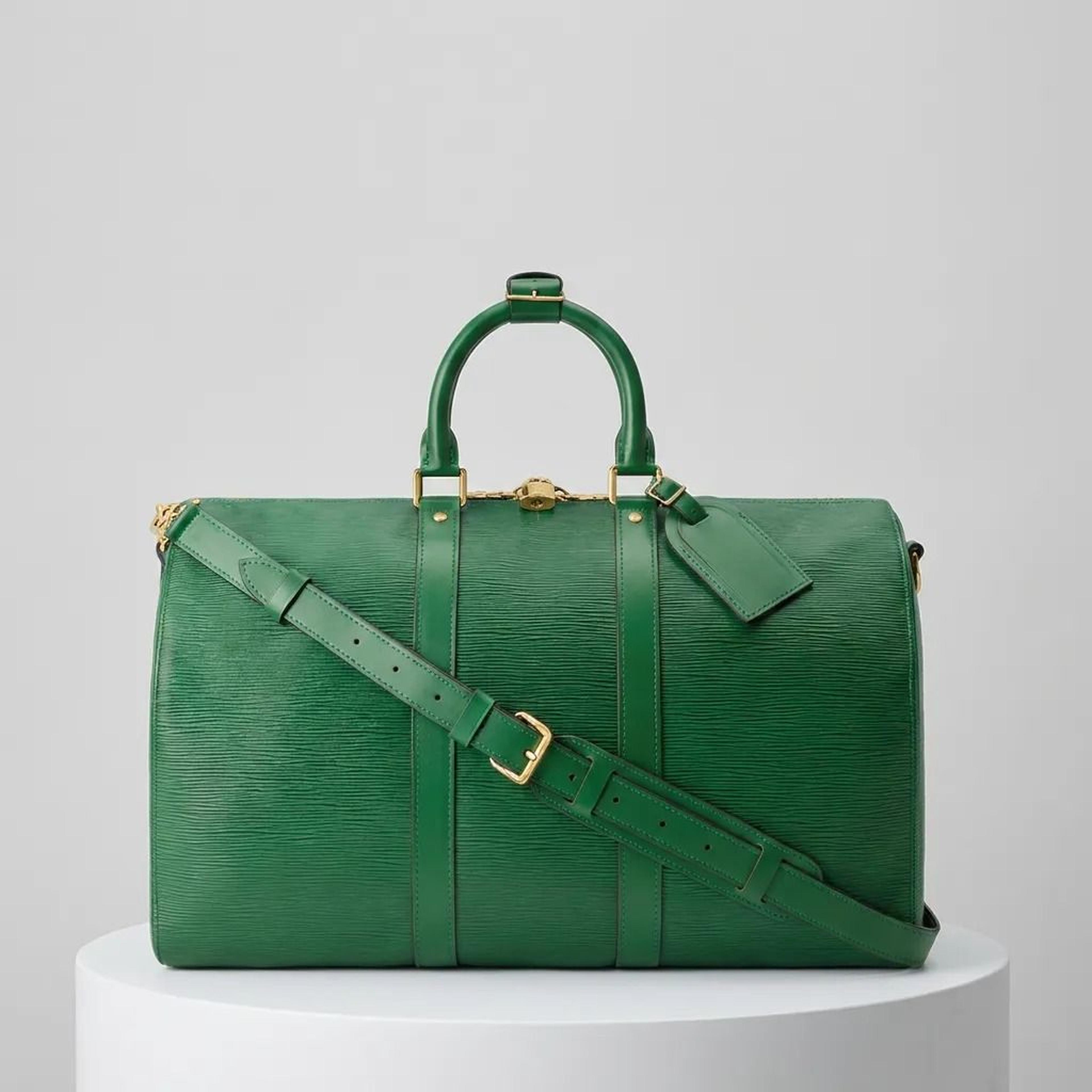 travel duffel bag with water ripple leather crossbody design
