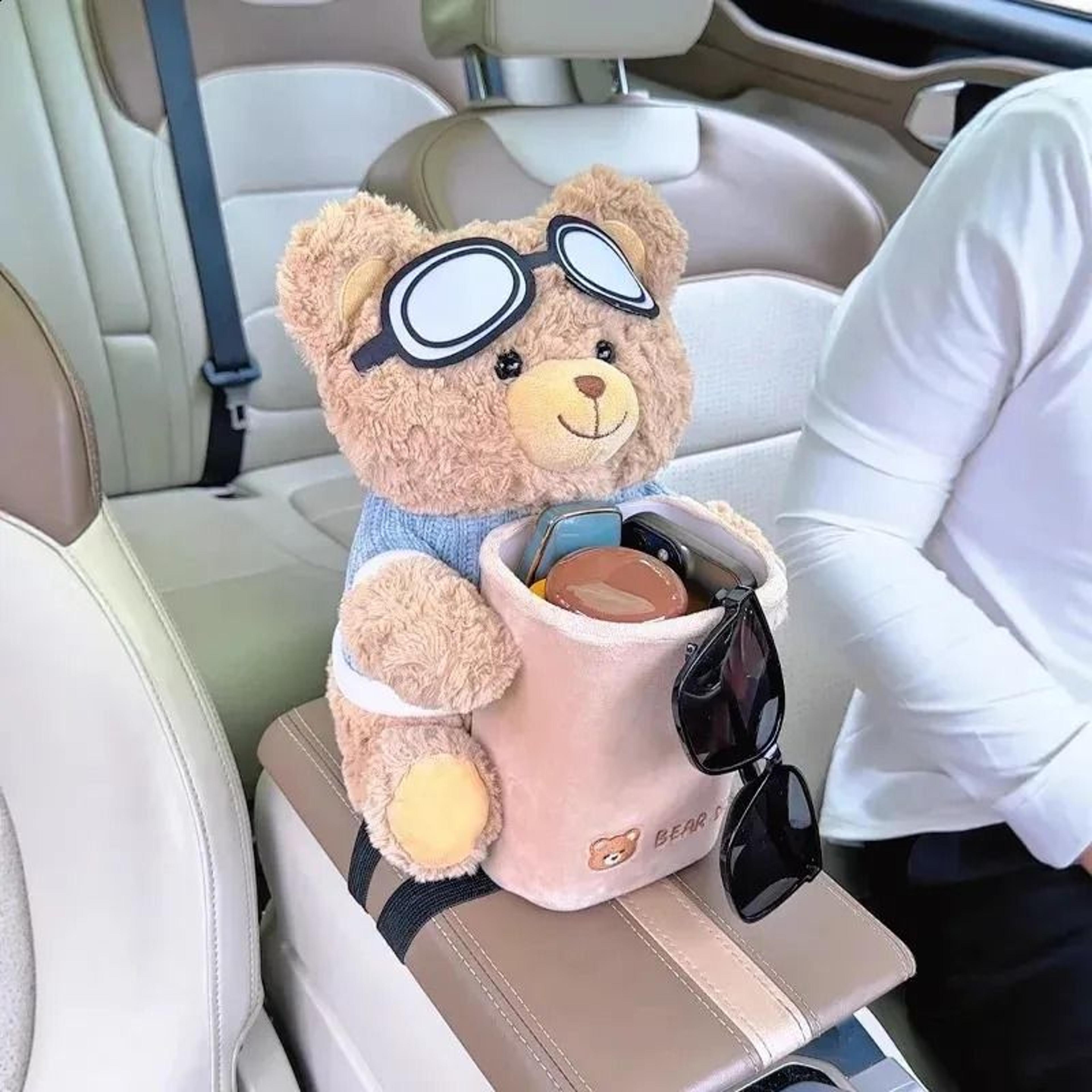 cute bear car tissue box and trash bin armrest organizer