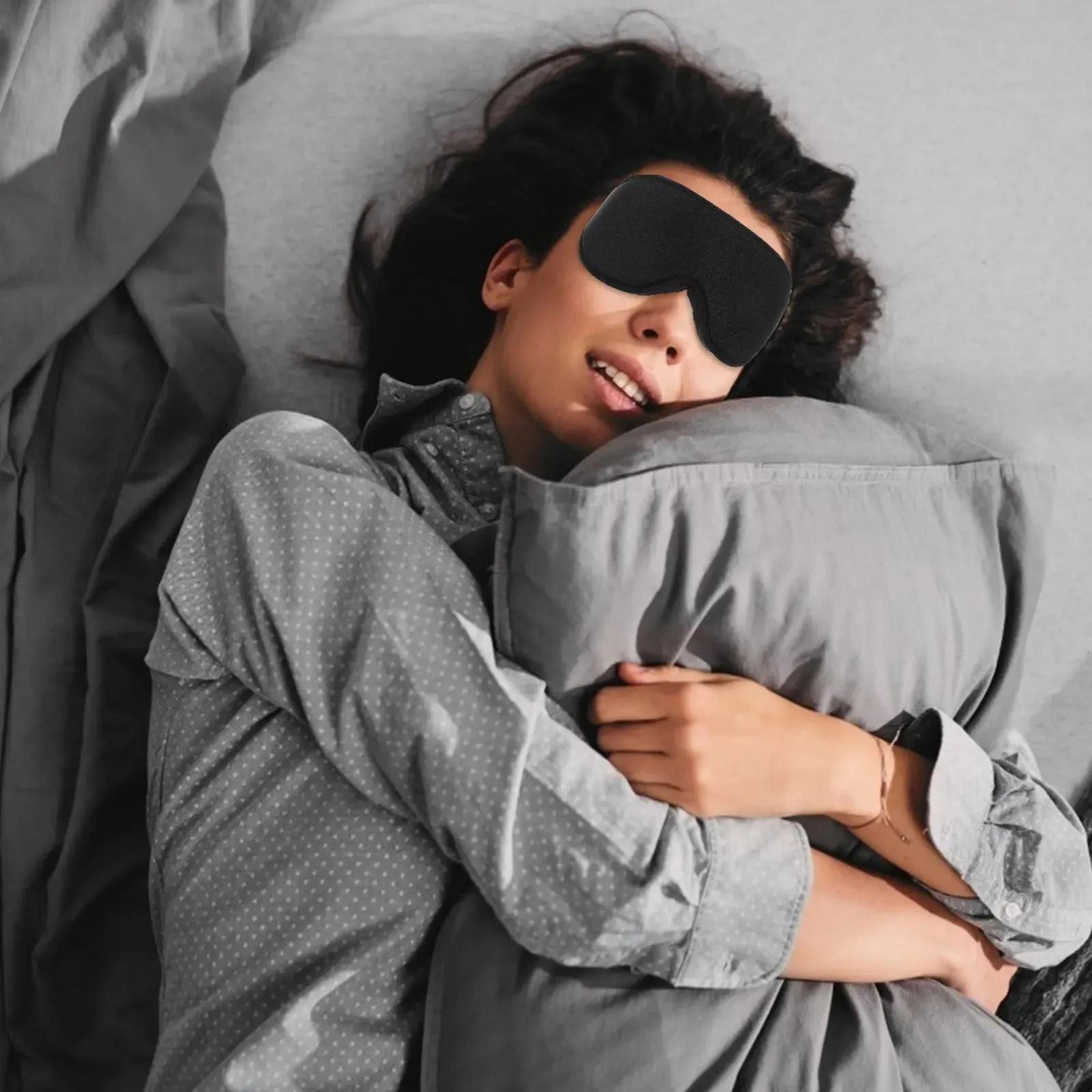 sleep eye mask with light blocking contoured design