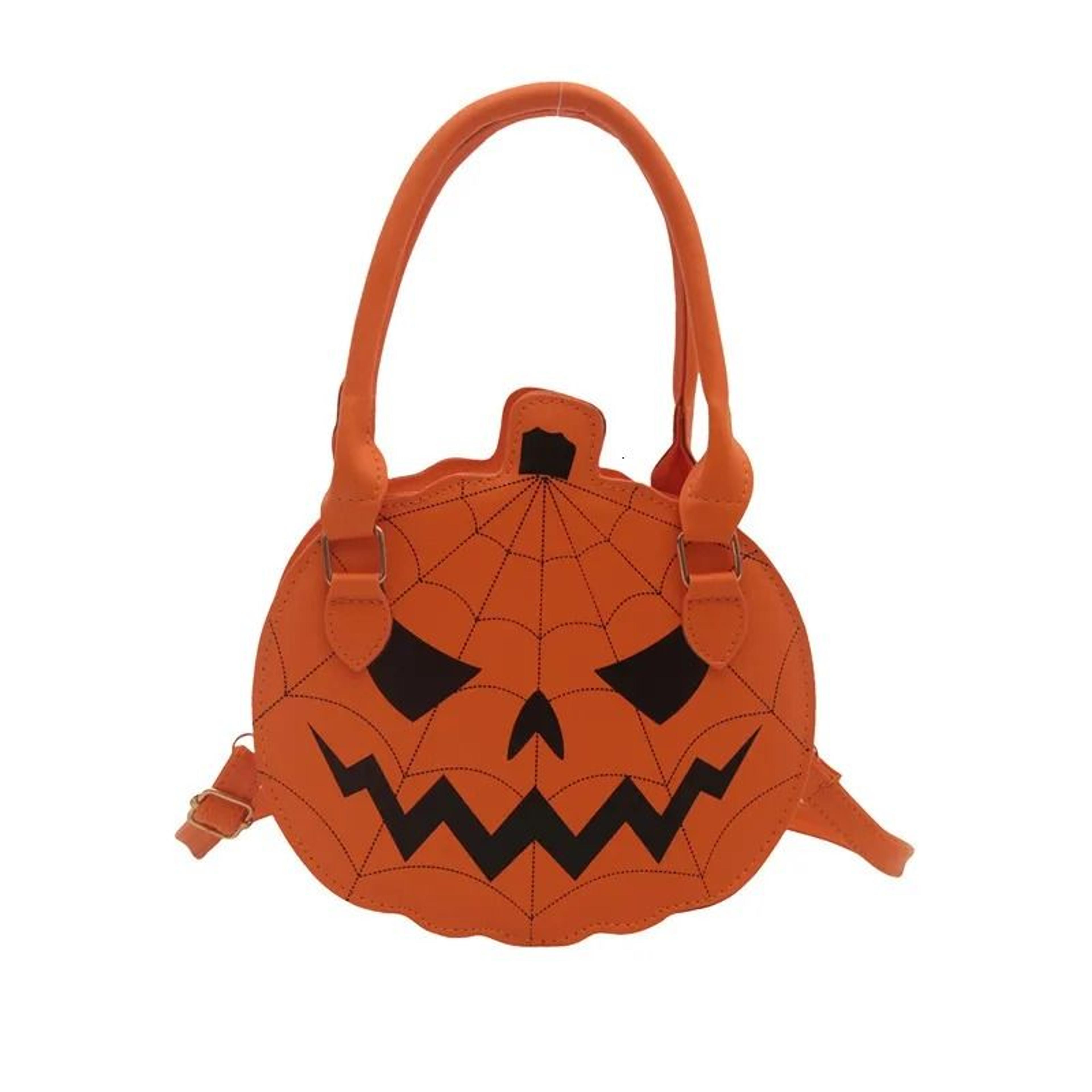 halloween pumpkin shoulder bag small round color block design