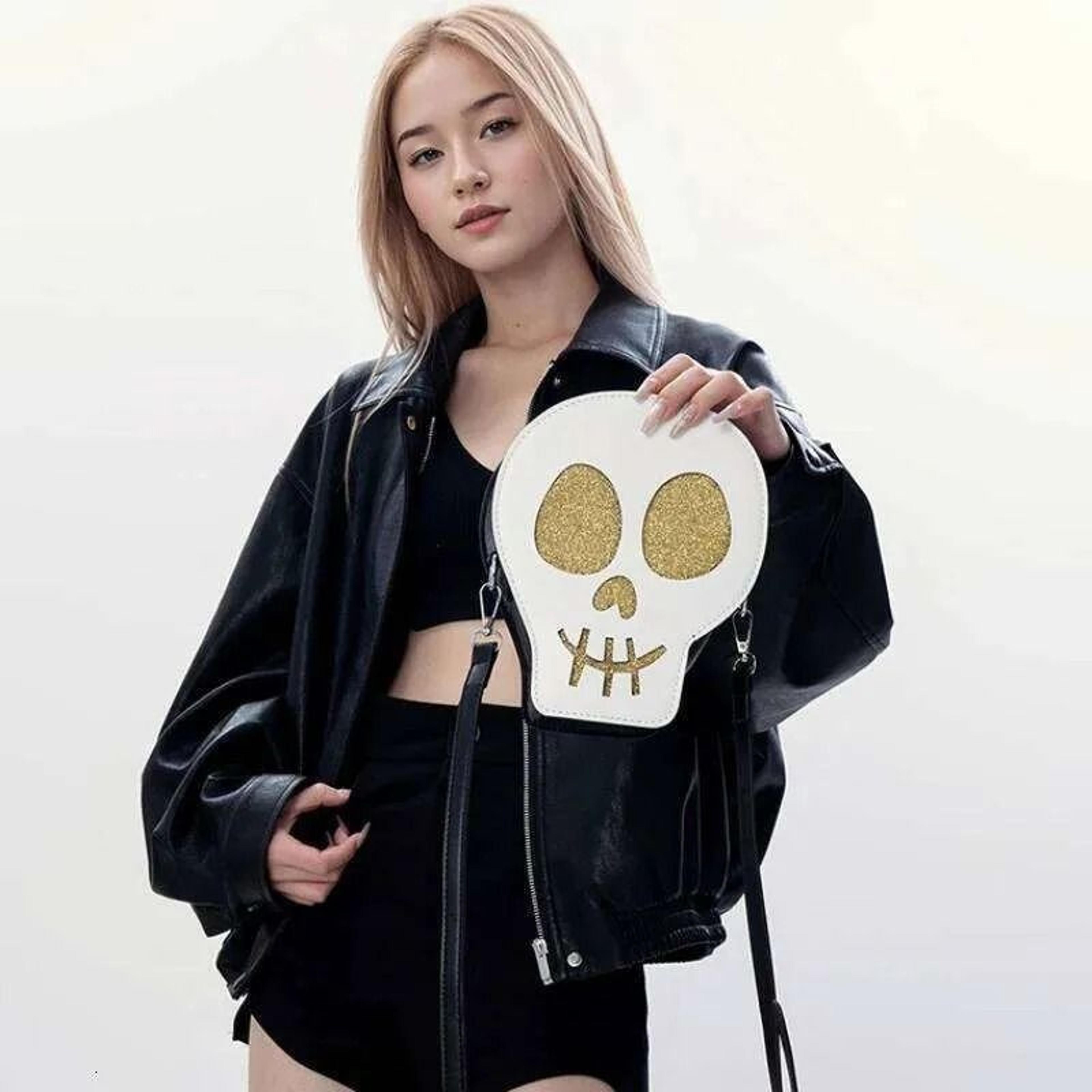 skull crossbody bag with cute cartoon dark style design