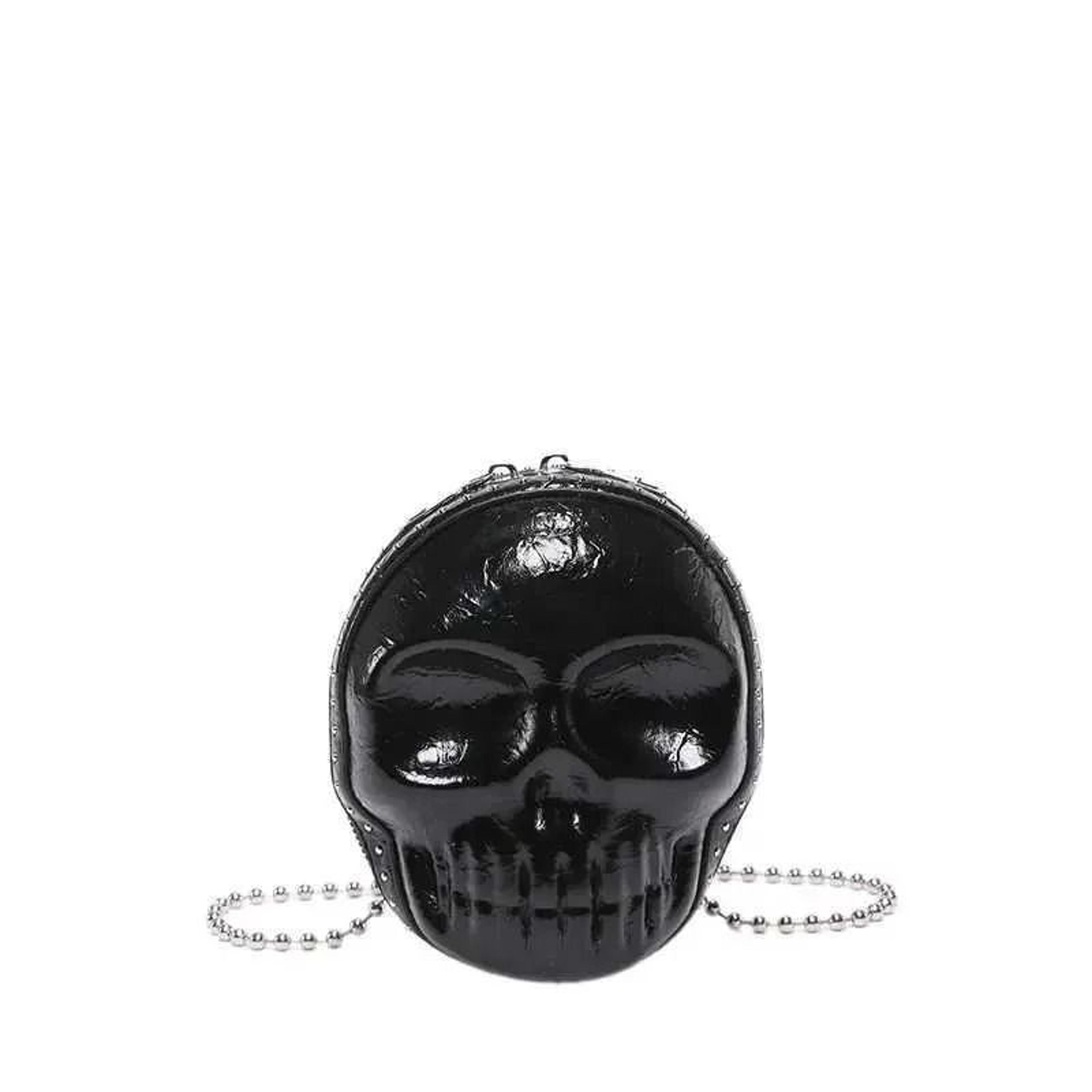 skeleton skull pu crossbody bag with chain strap