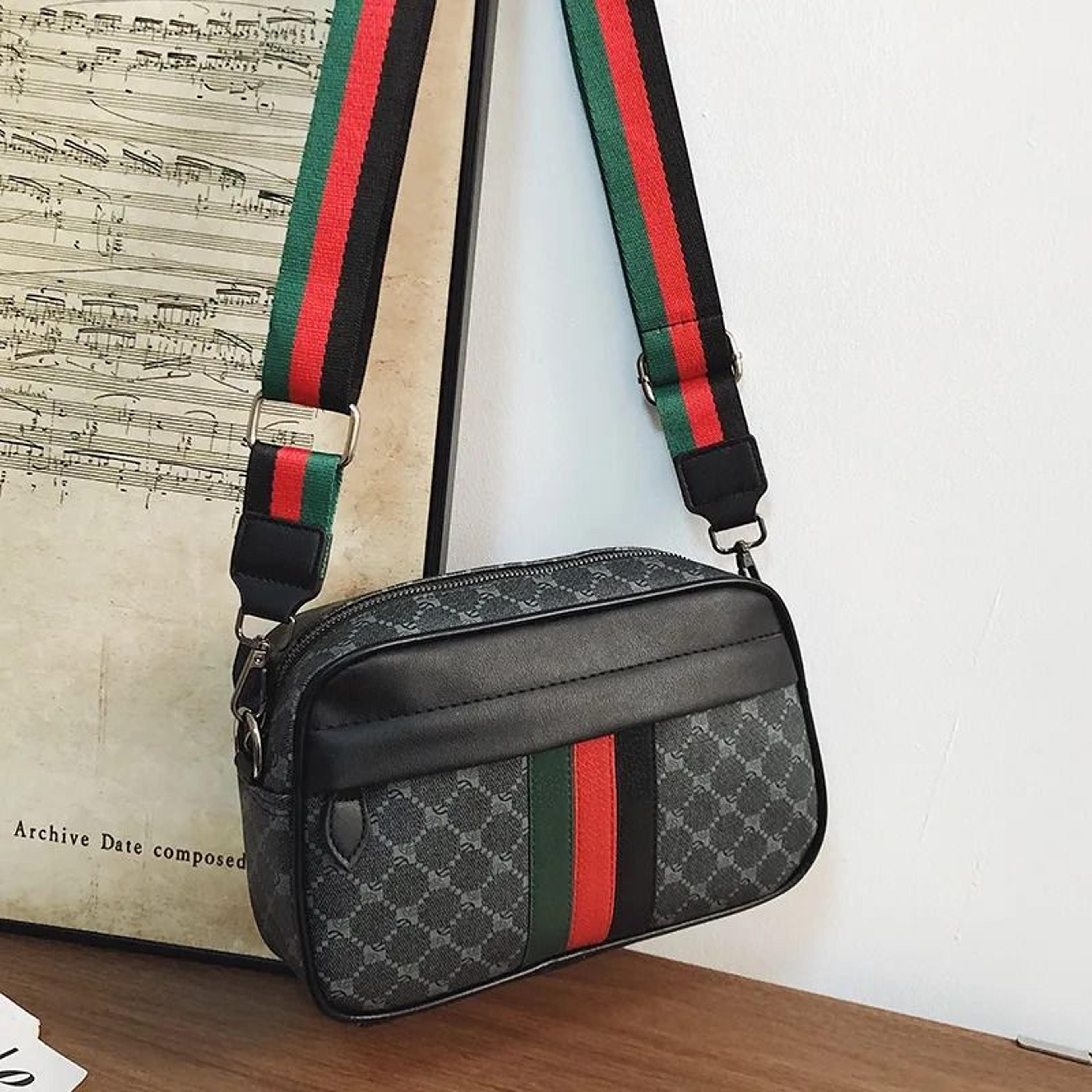 men striped crossbody shoulder bag for business and leisure