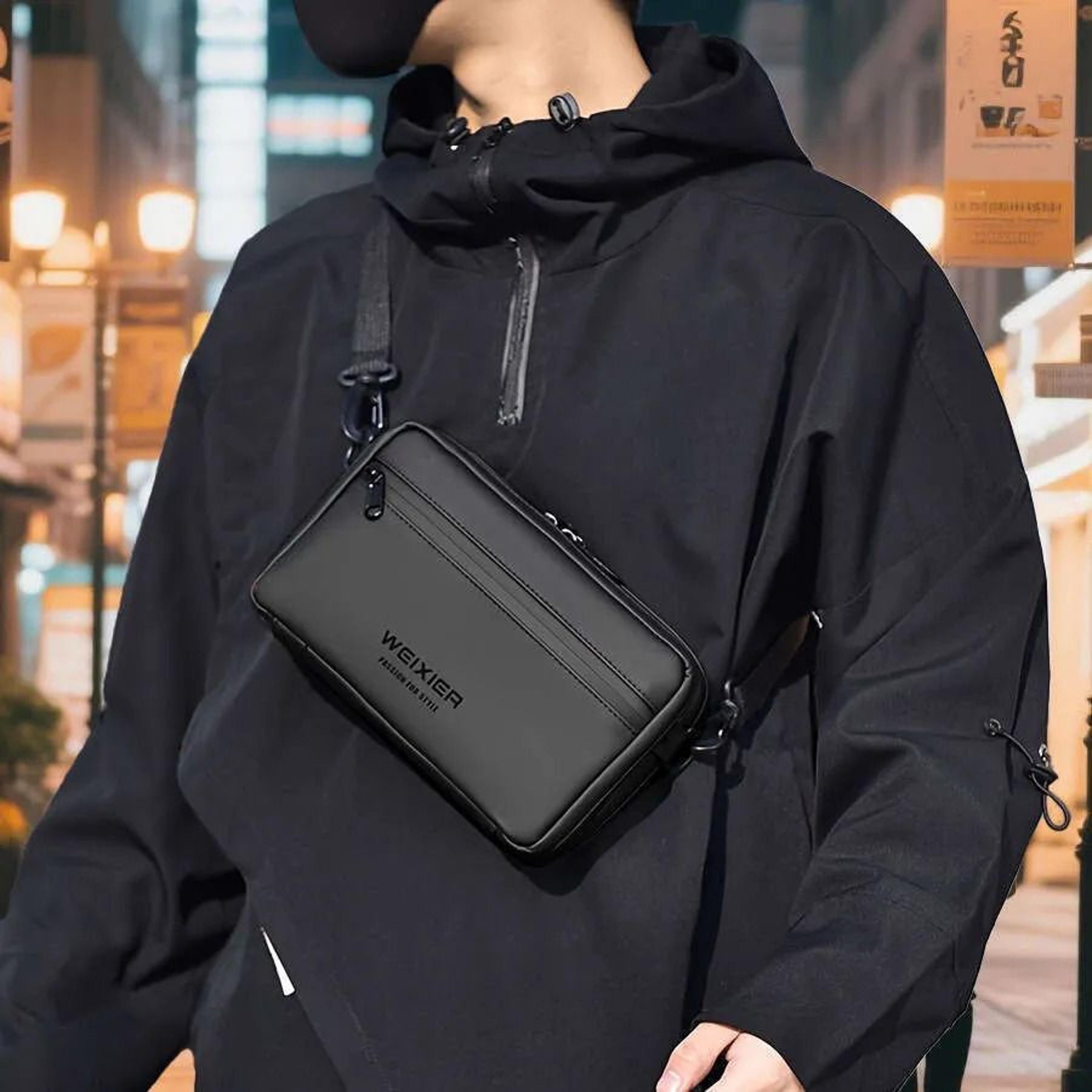 men small square crossbody bag for business commutes and outdoor use