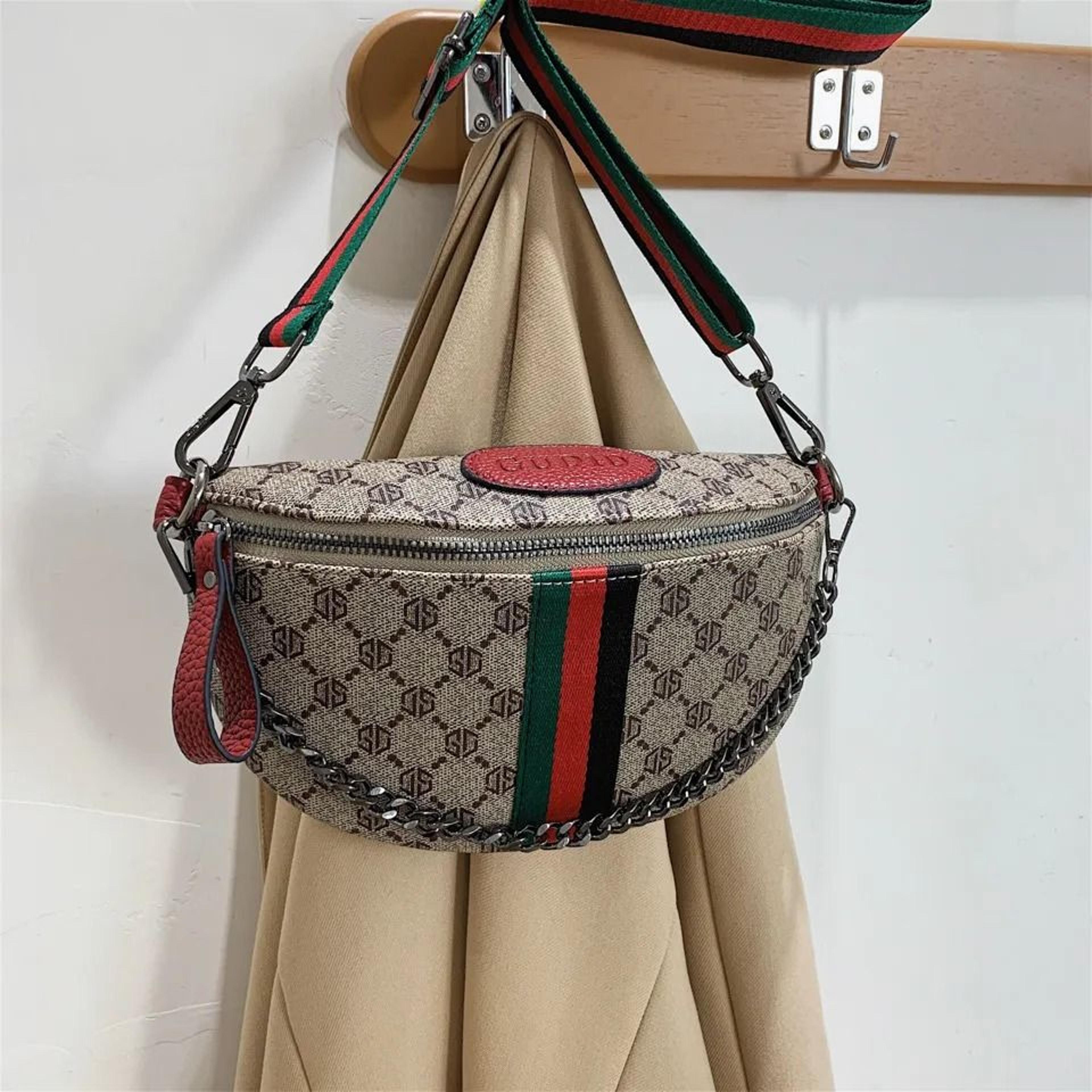 product name womens small crossbody chest bag with chain top handle and adjustable shoulder strap