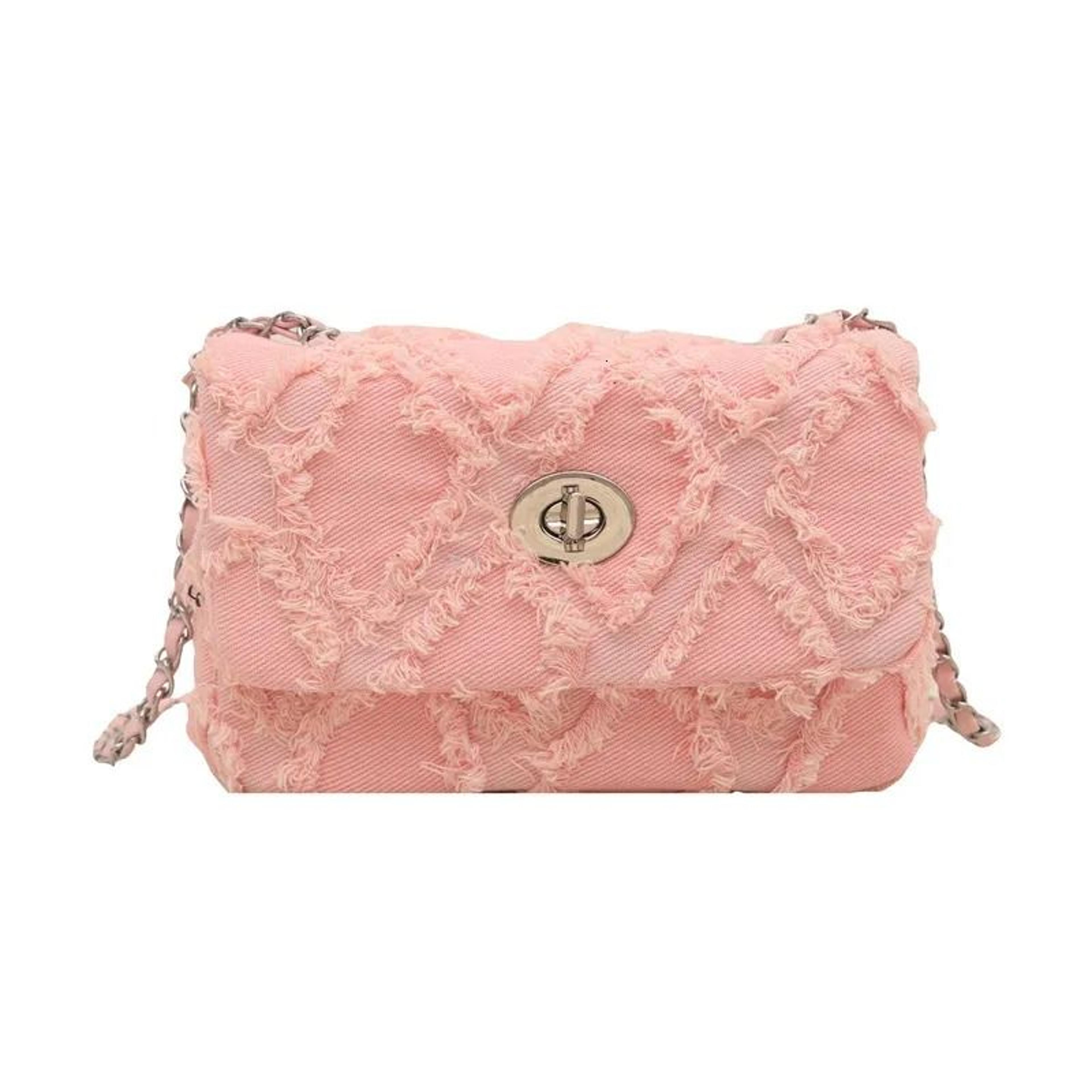 Womens Denim Quilted Handbag With Diamond Pattern Shoulder And Crossbody Design 2