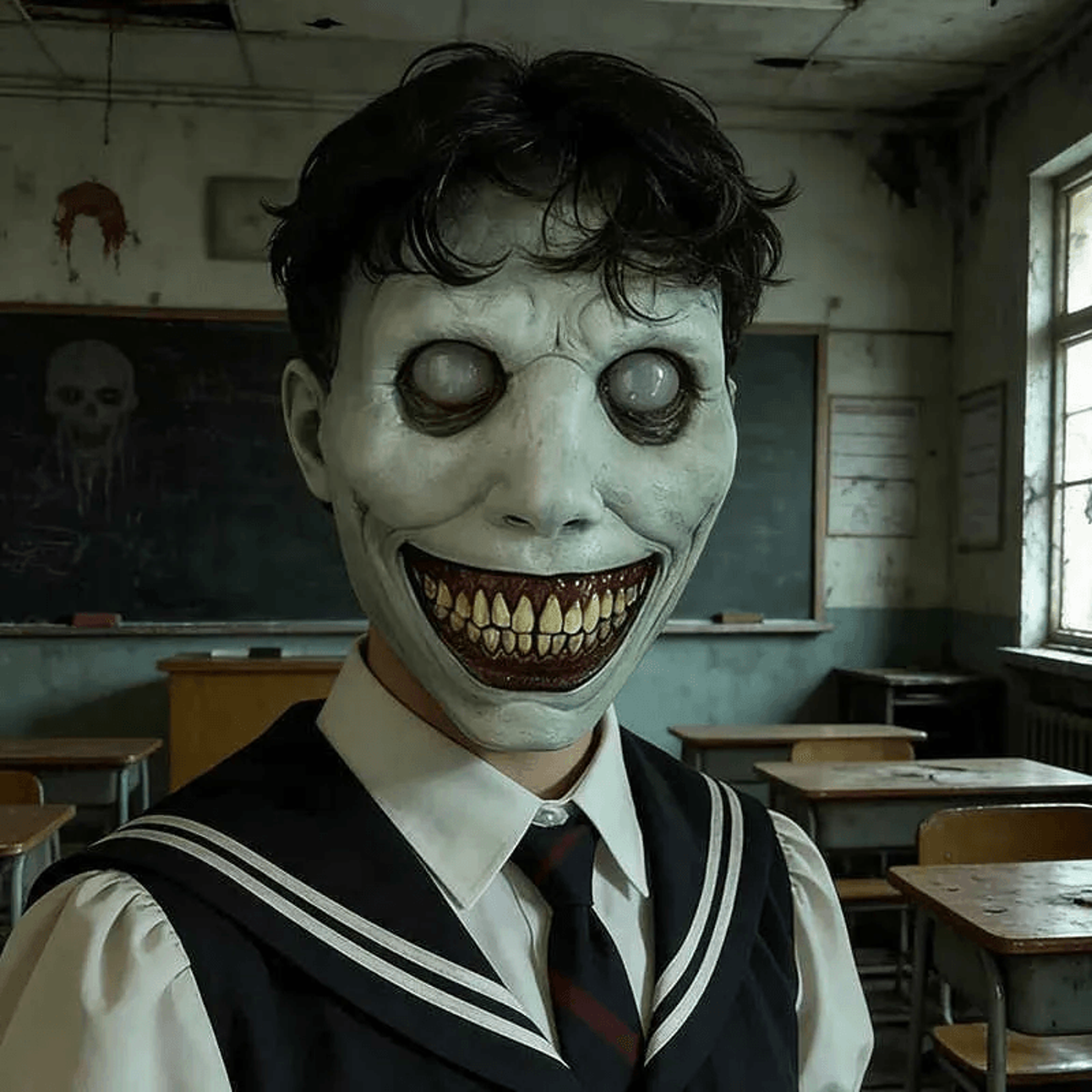 smiling latex demon mask skeleton horror halloween cosplay costume