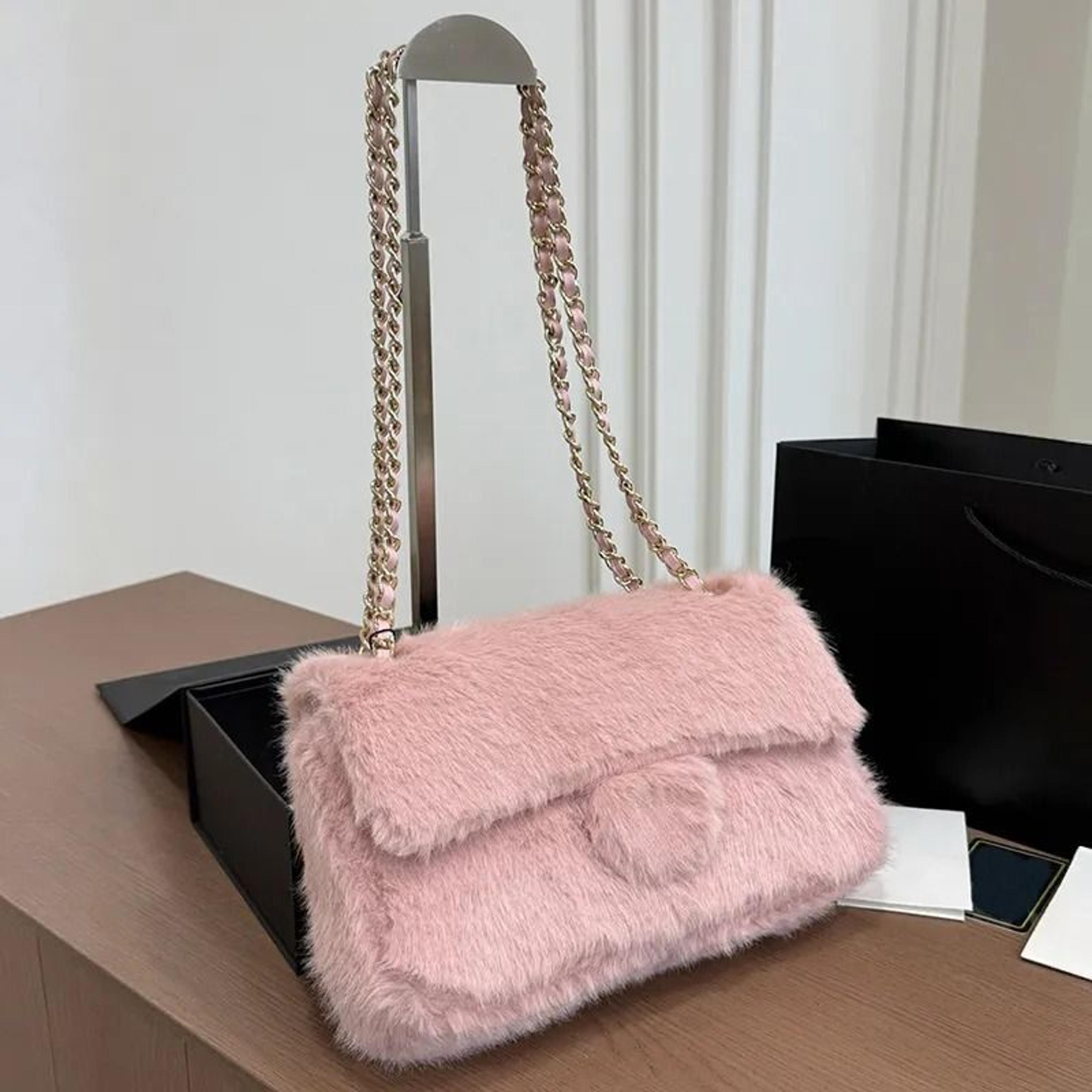 leopard print plush crossbody bag for women with polka dot design and chain strap