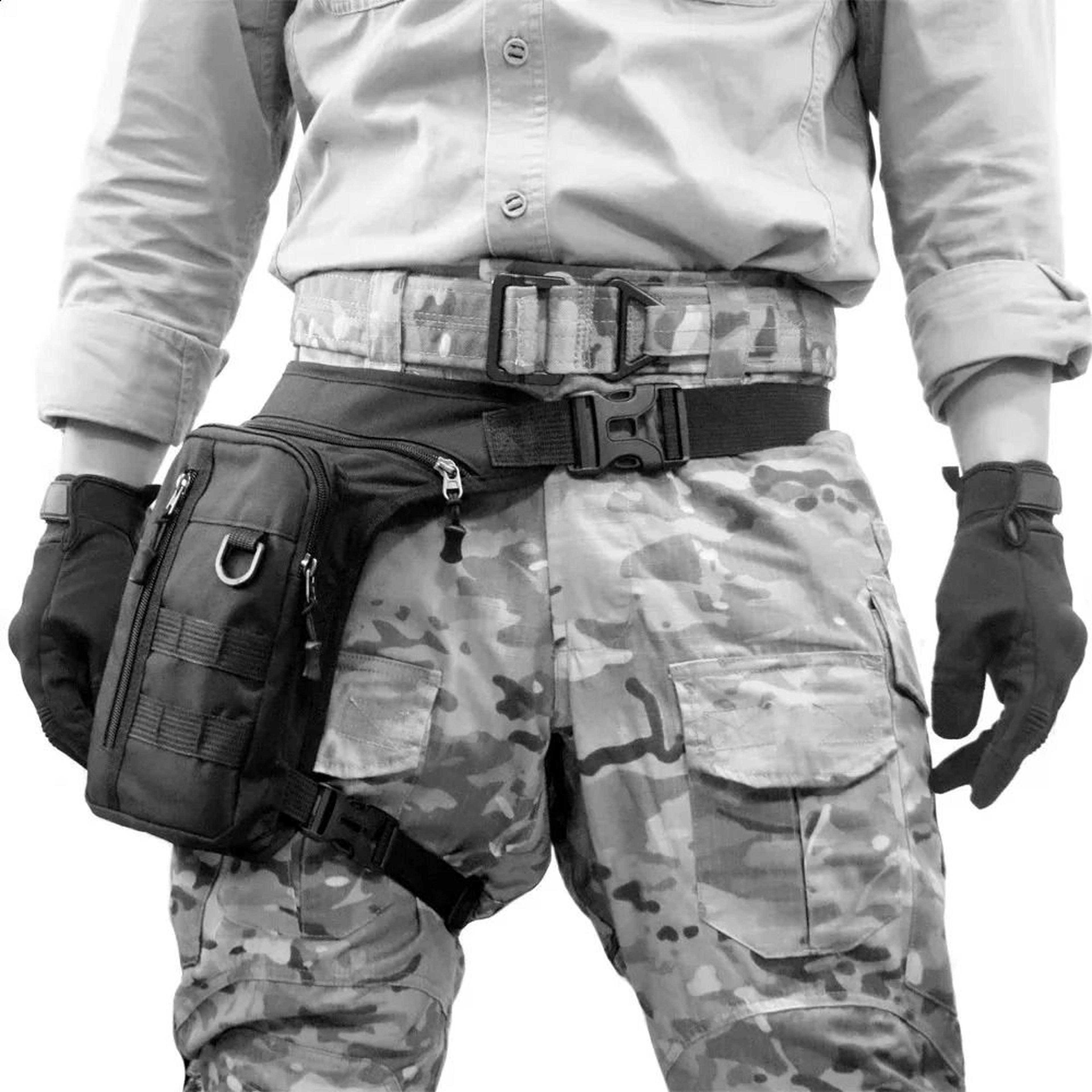 outdoor cycling leg bag with waist and thigh straps for motorcycle riding and climbing