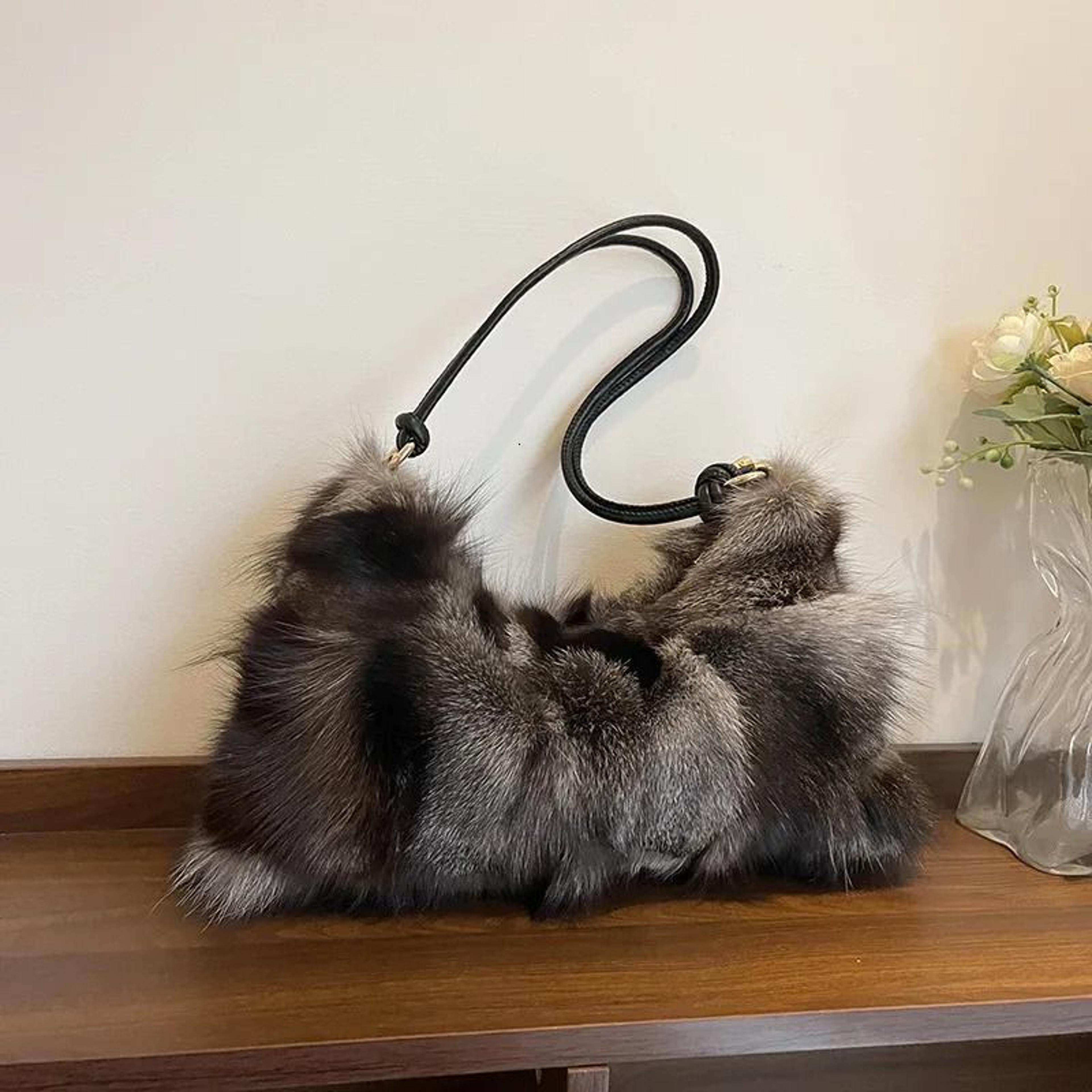 women plush patchwork shoulder bag with elegant underarm design