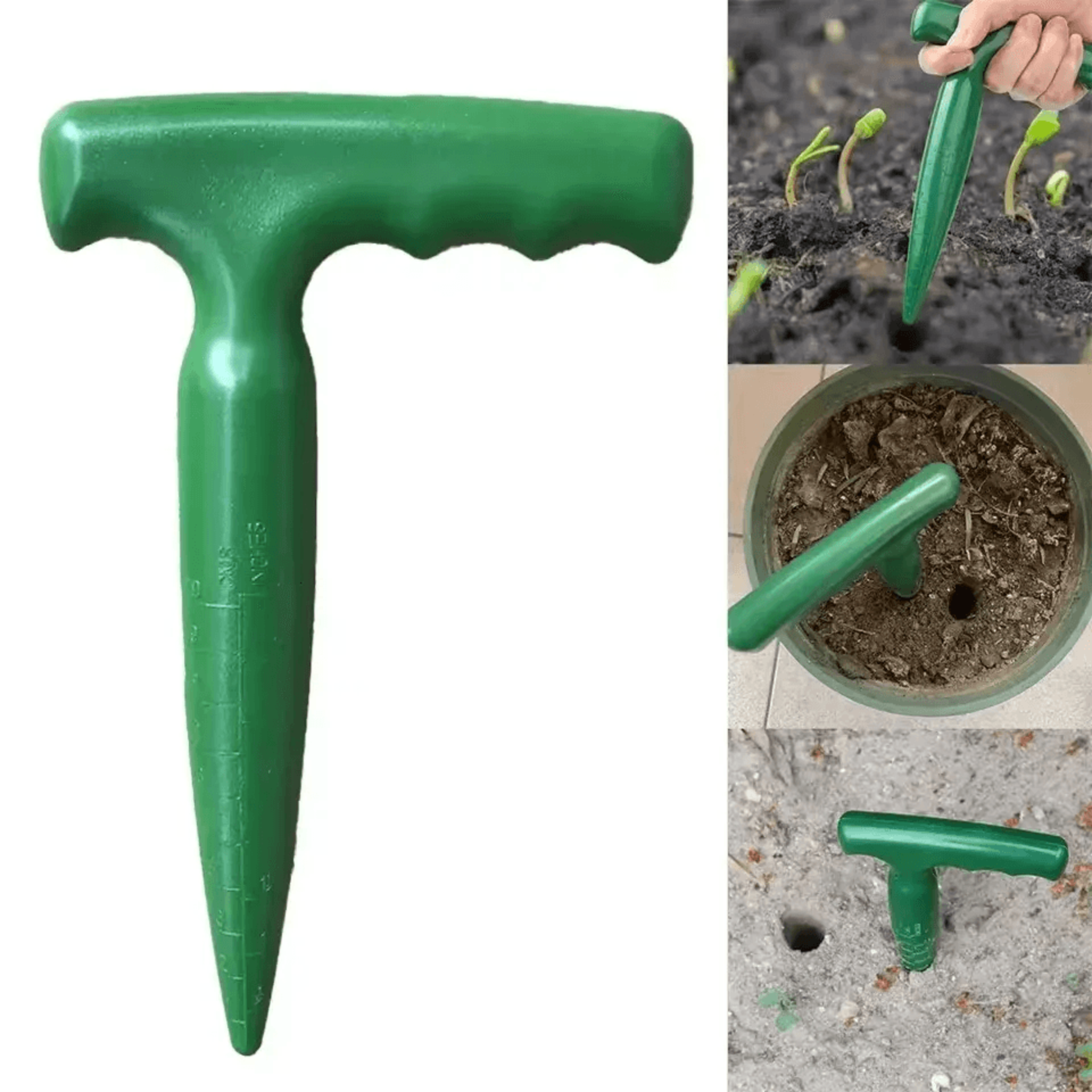 handheld garden hole puncher with depth scale for seed planting