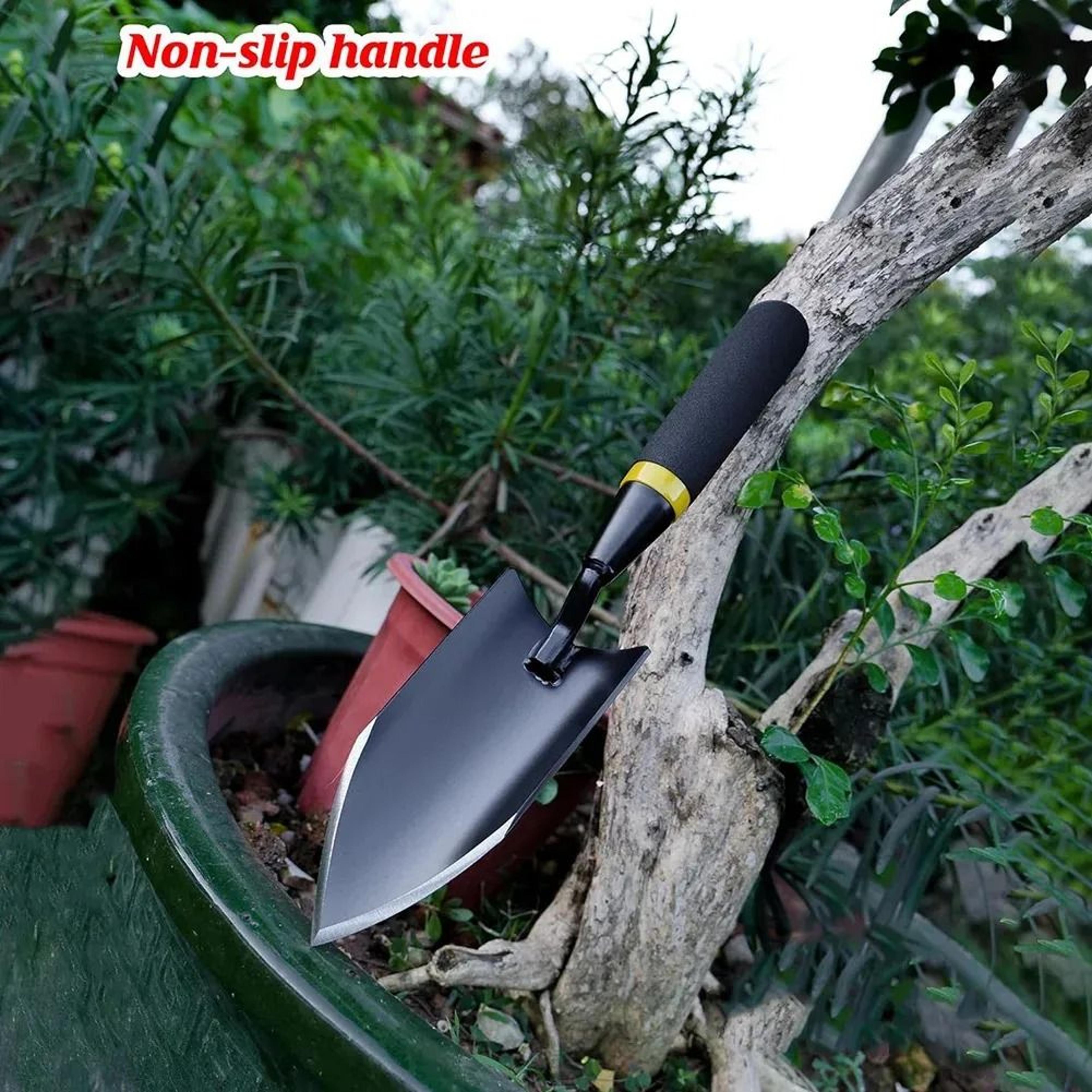 Manganese Steel Garden Trowel With Curved Blade And Ergonomic Rubber Handle 2