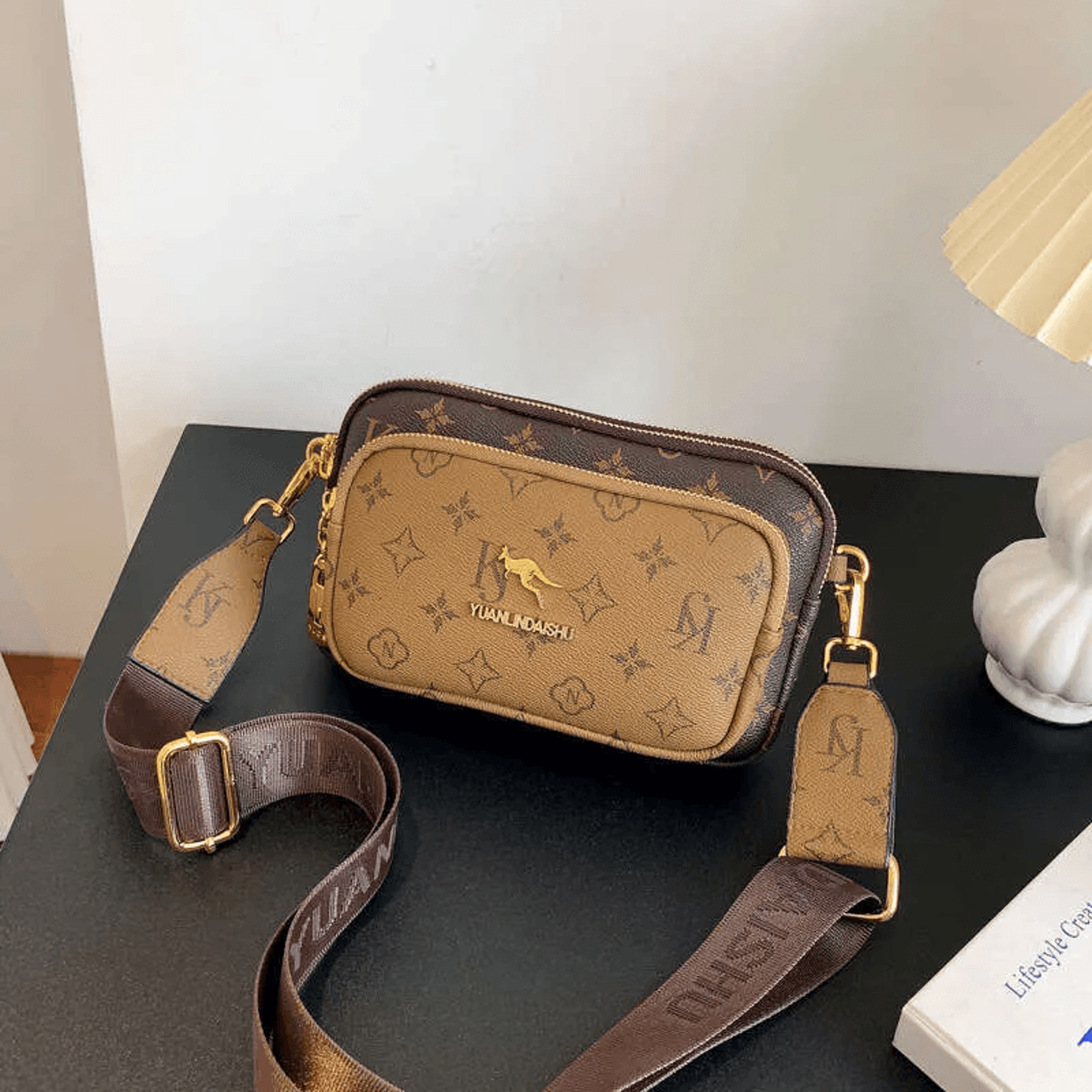 women vintage monogram shoulder bag and crossbody purse