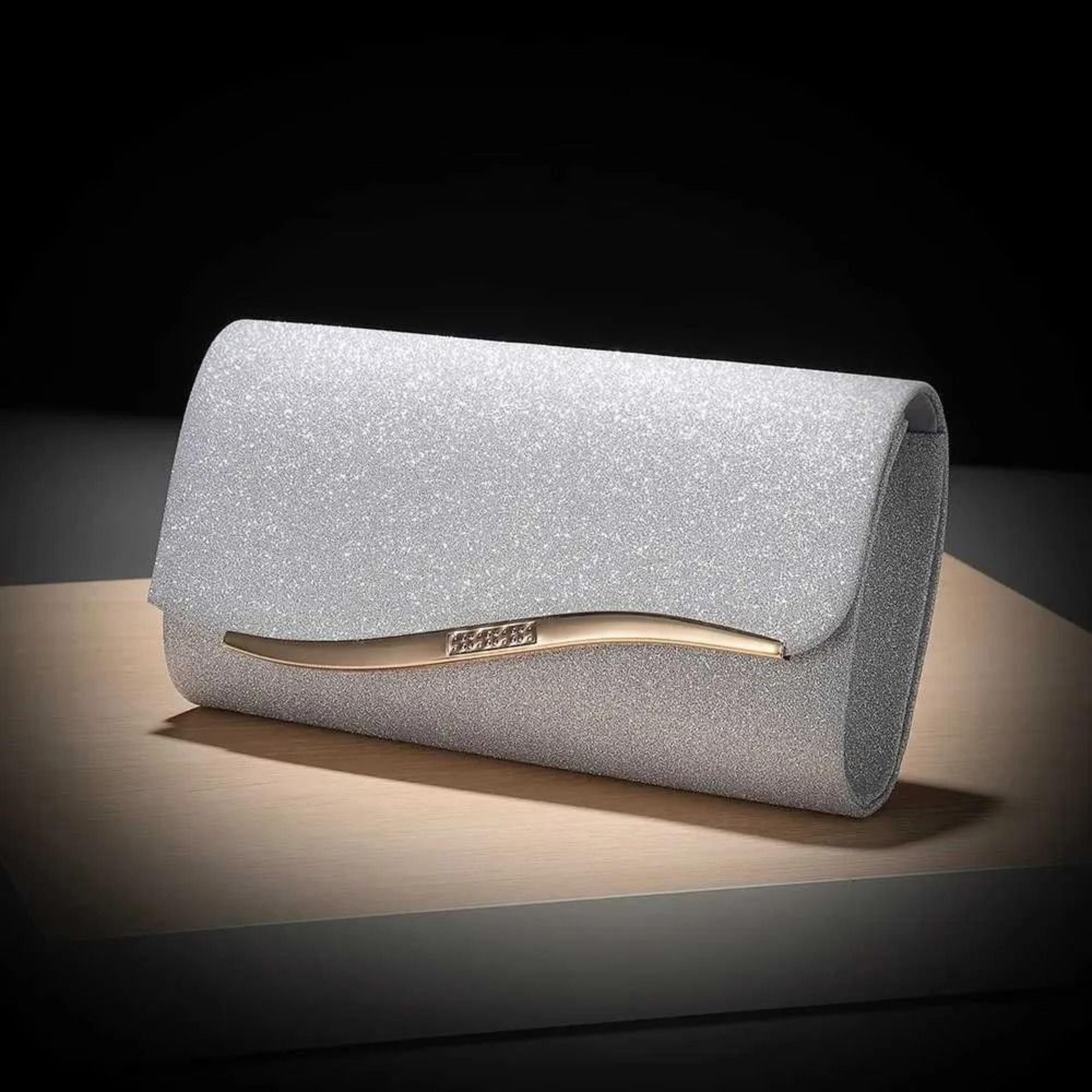 metallic strip evening bag for women with elegant shoulder style