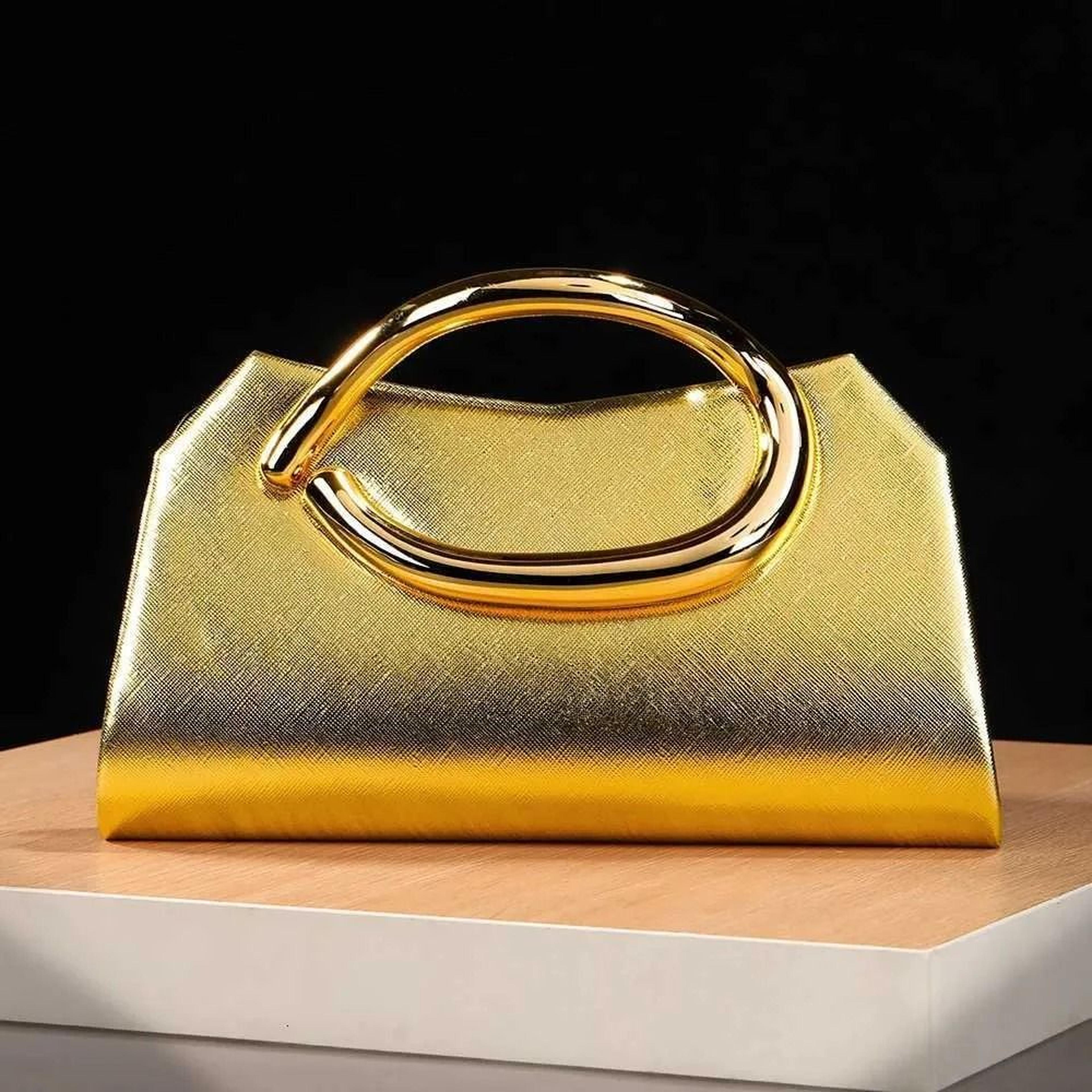 women's evening handbag with metal round ring design for weddings and parties