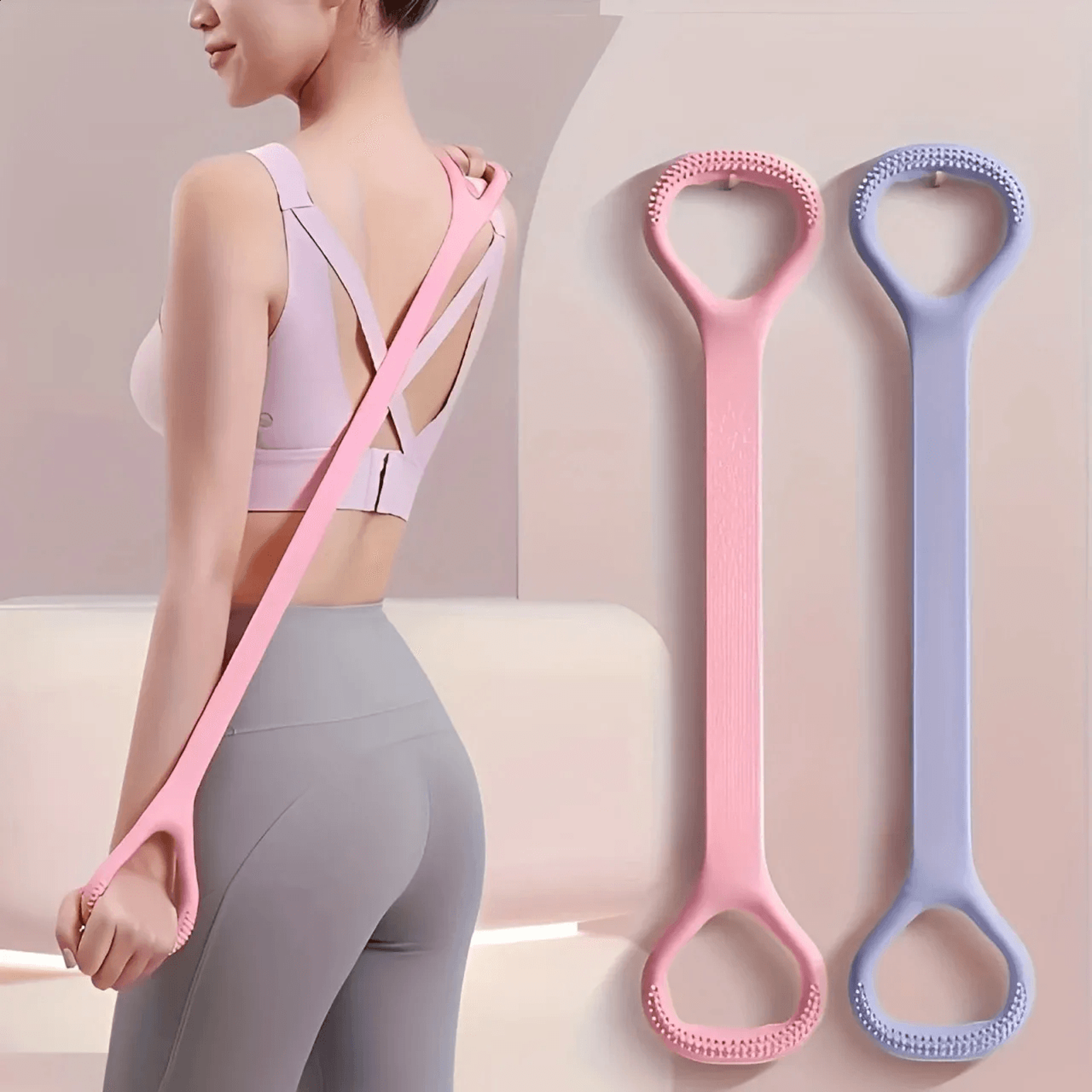 yoga stretch strap for shoulder back and leg flexibility exercises