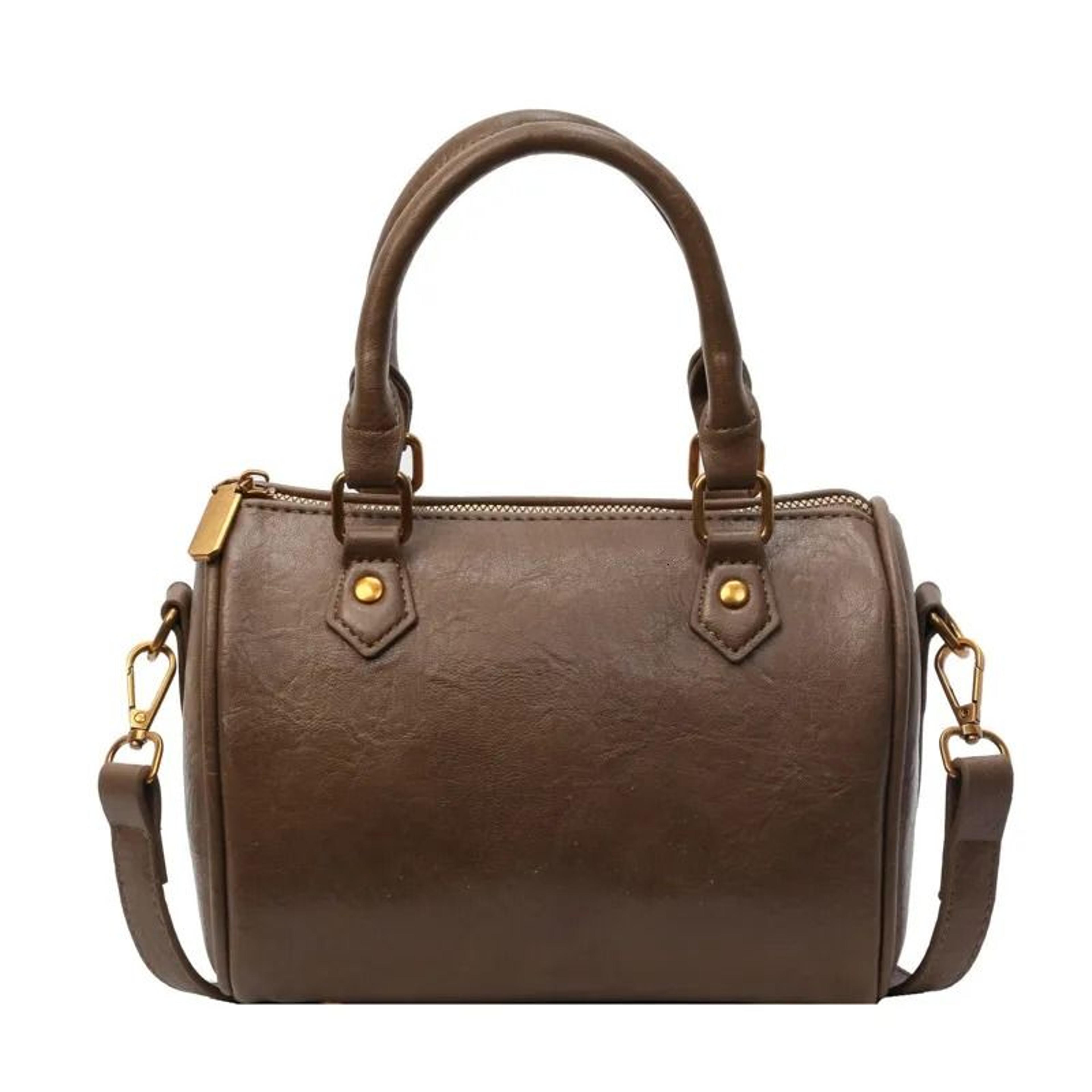 women small cylinder crossbody bag with retro pillow design
