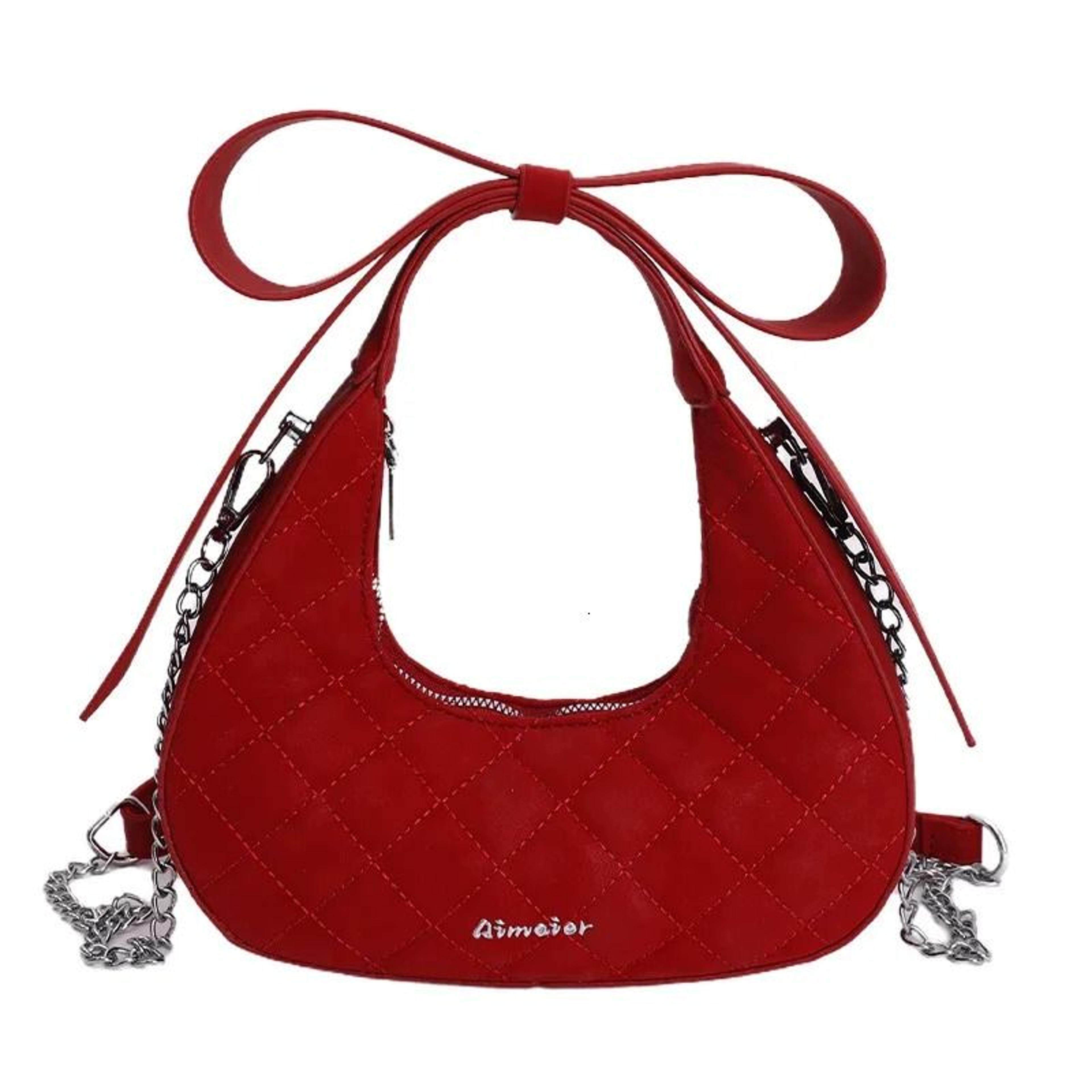 women's mini crossbody shoulder bag with diamond-pattern chain strap