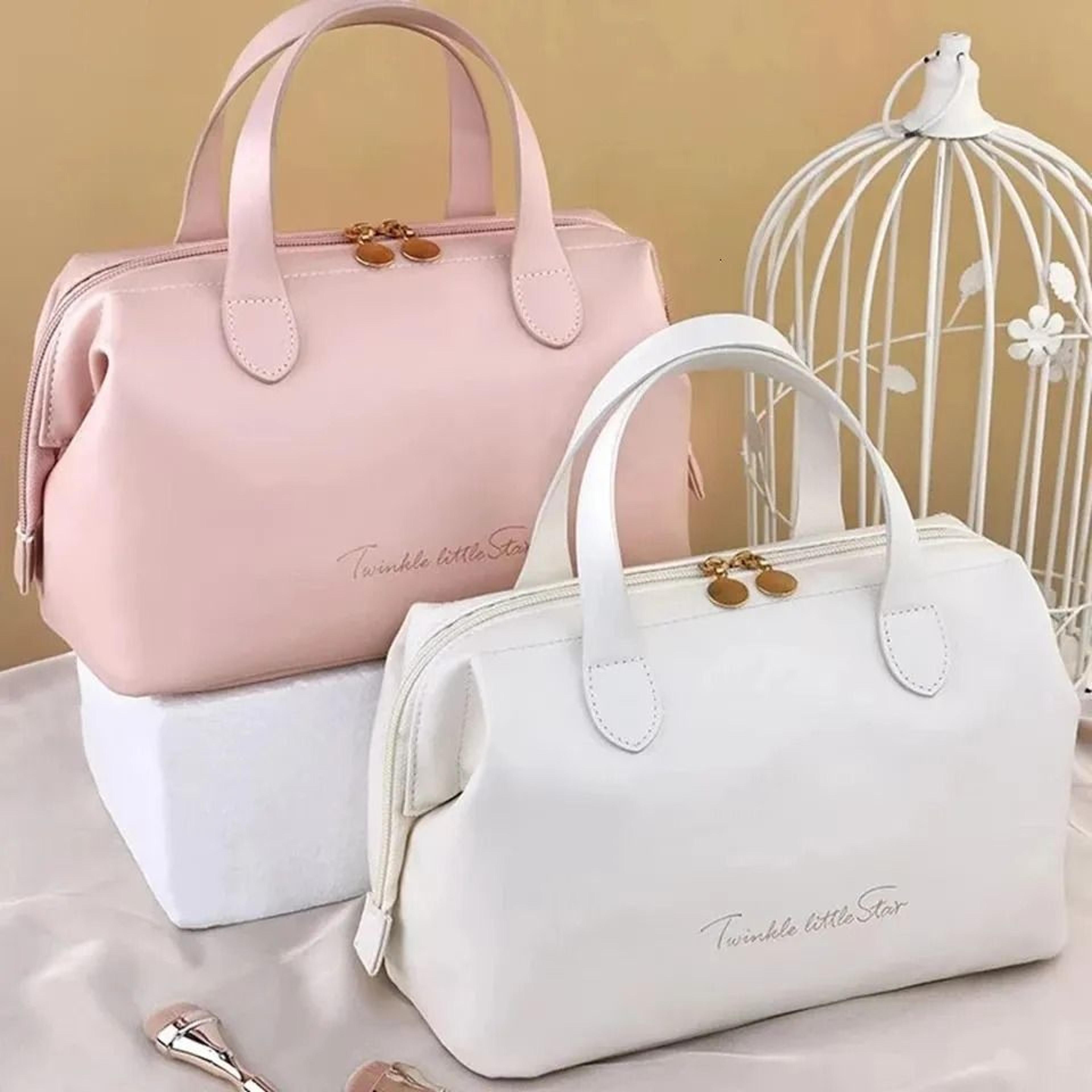 large capacity travel cosmetic bag water-resistant pu leather makeup organizer