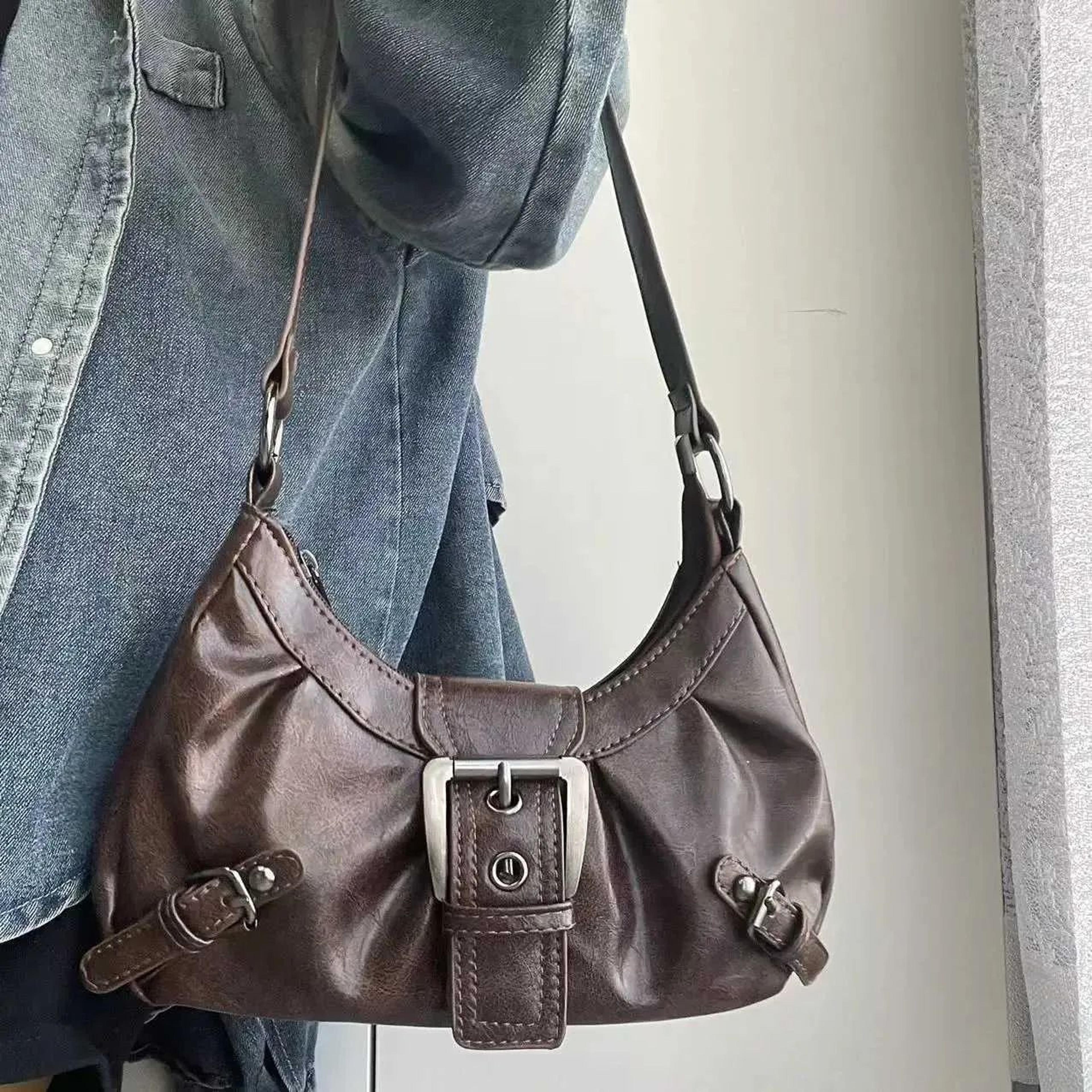 womens vintage y2k leather shoulder bag retro small handbag