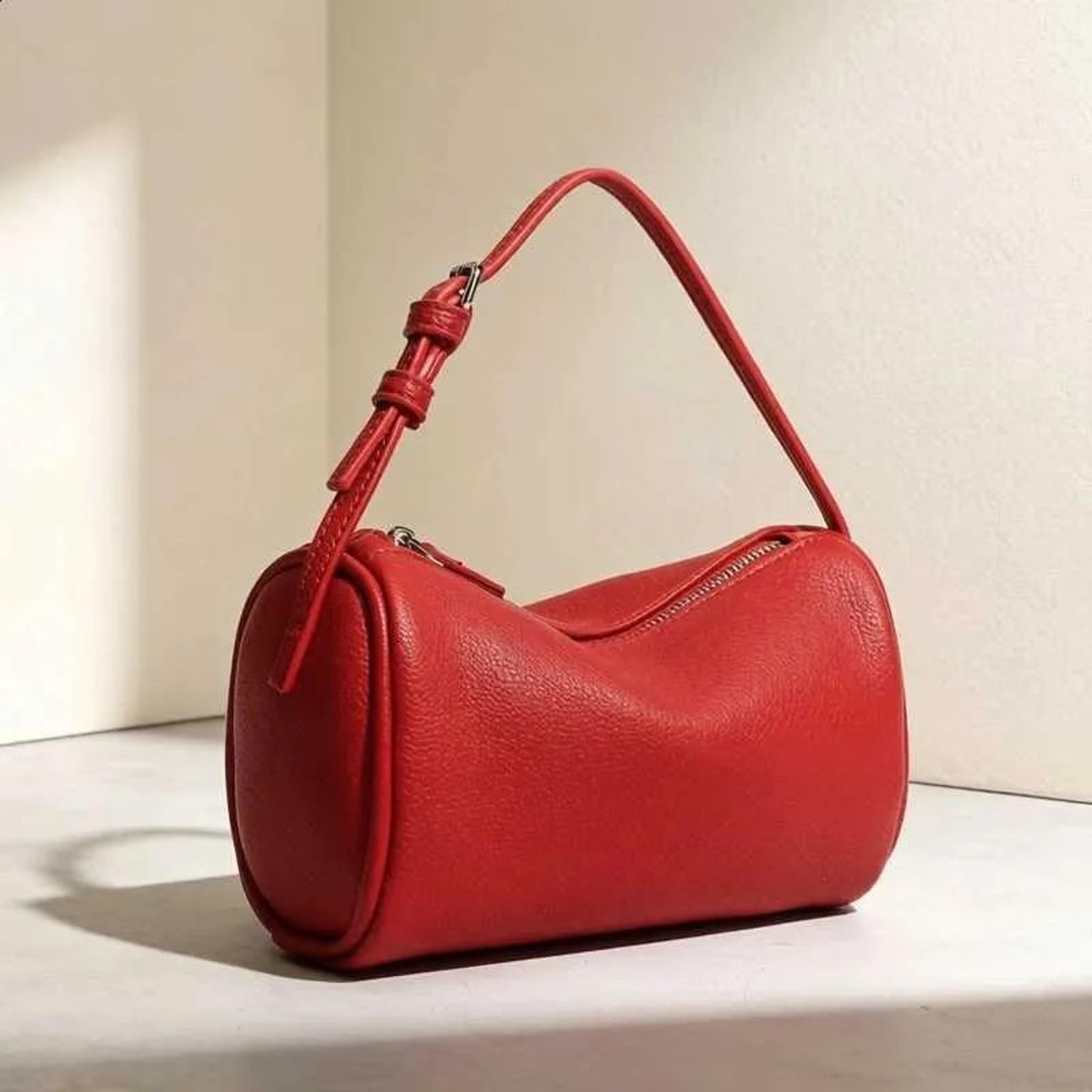 mini pu leather handbag for women with top handle and shoulder strap