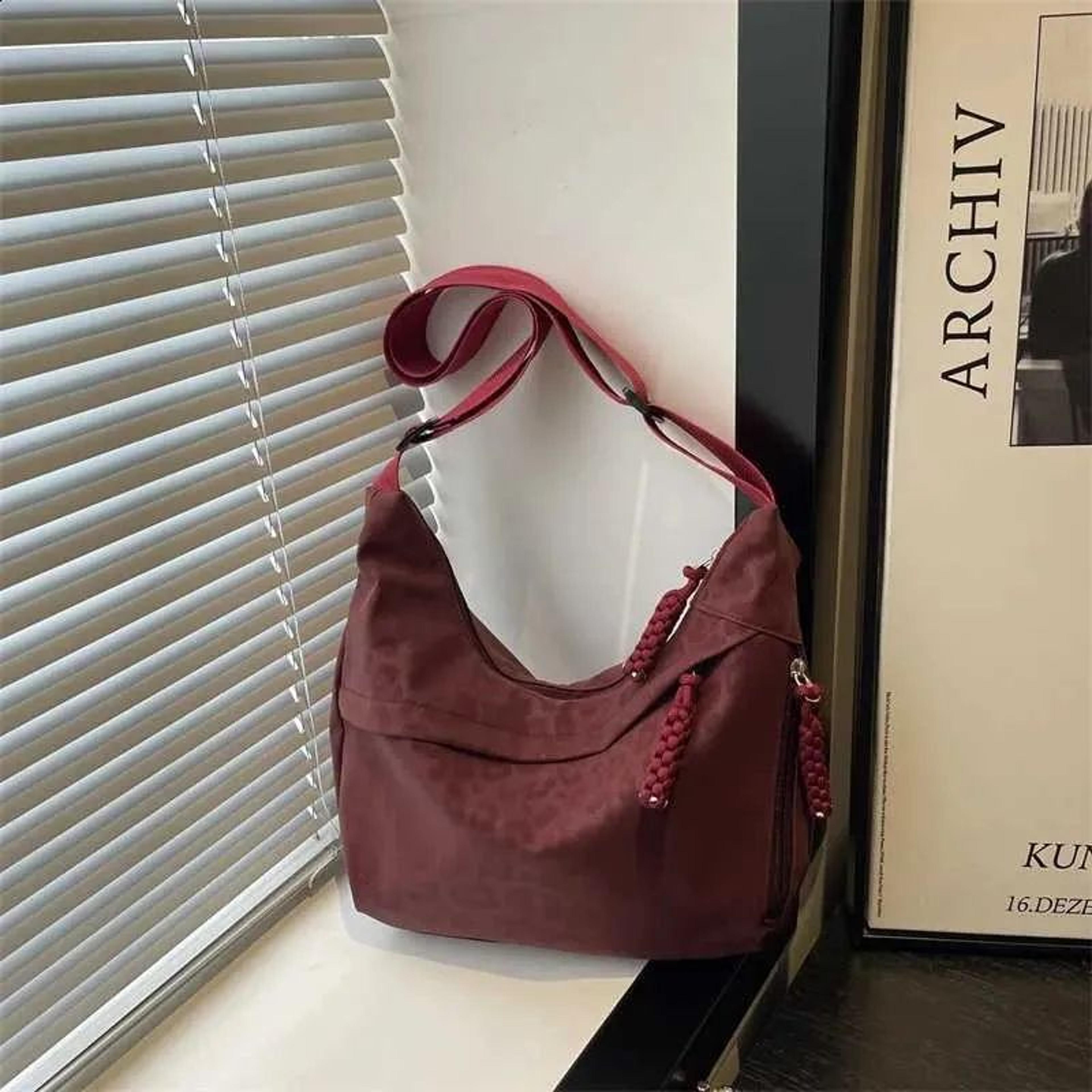 womens leopard print suede shoulder bag with large capacity dumpling design