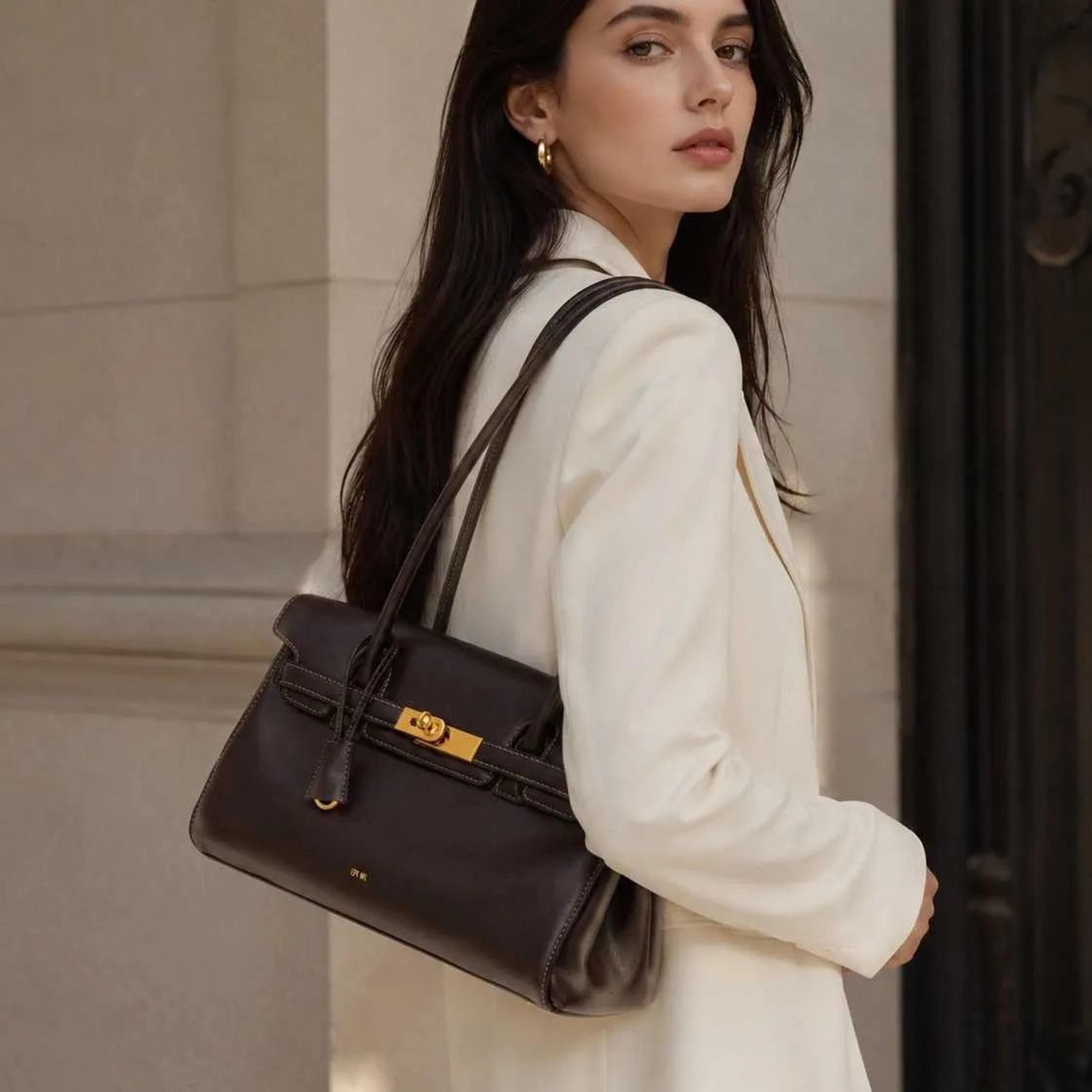 Compact Underarm Shoulder Bag With Handheld Design And Modern Stick Bag Accent 5