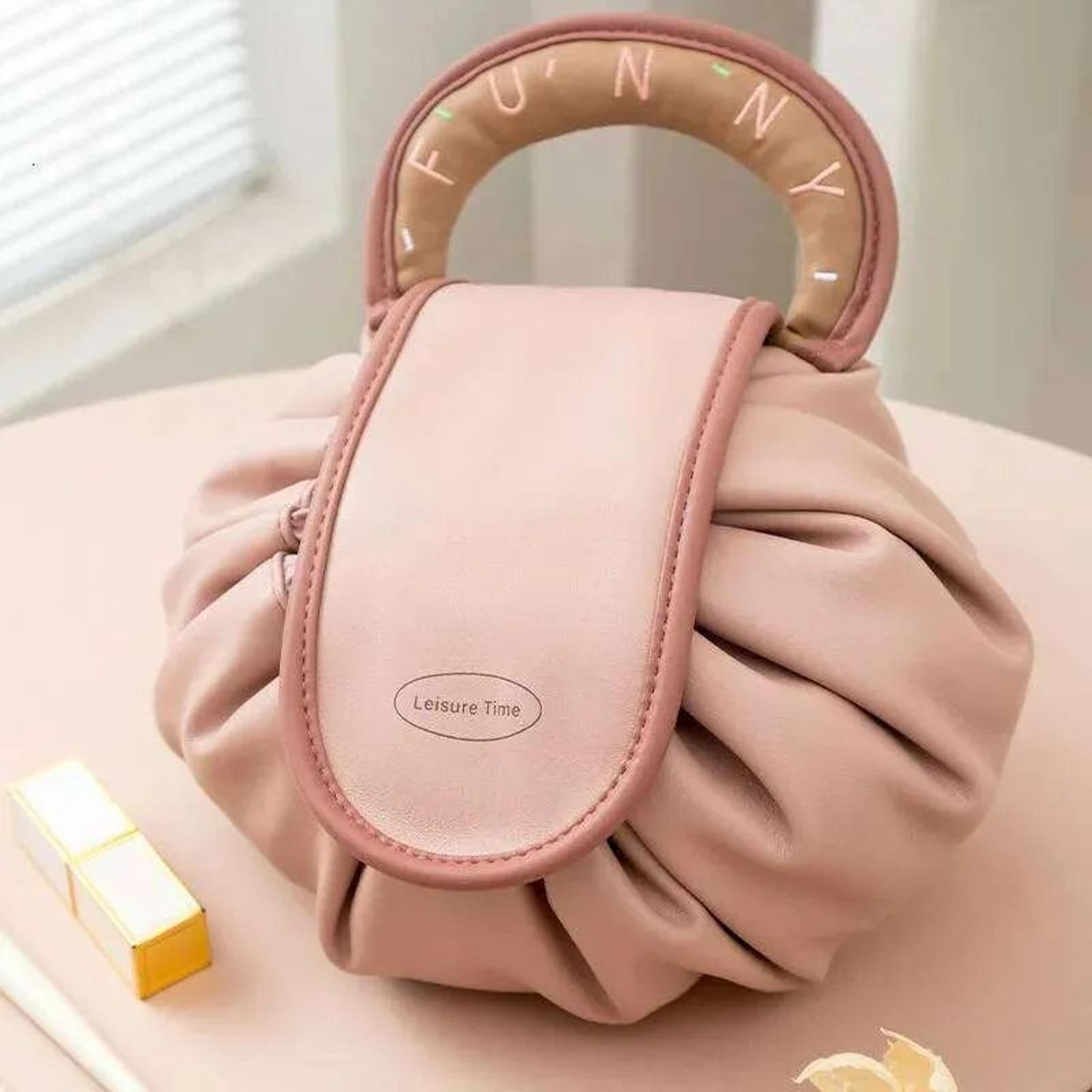 large capacity cosmetic bag with drawstring closure portable travel makeup organizer