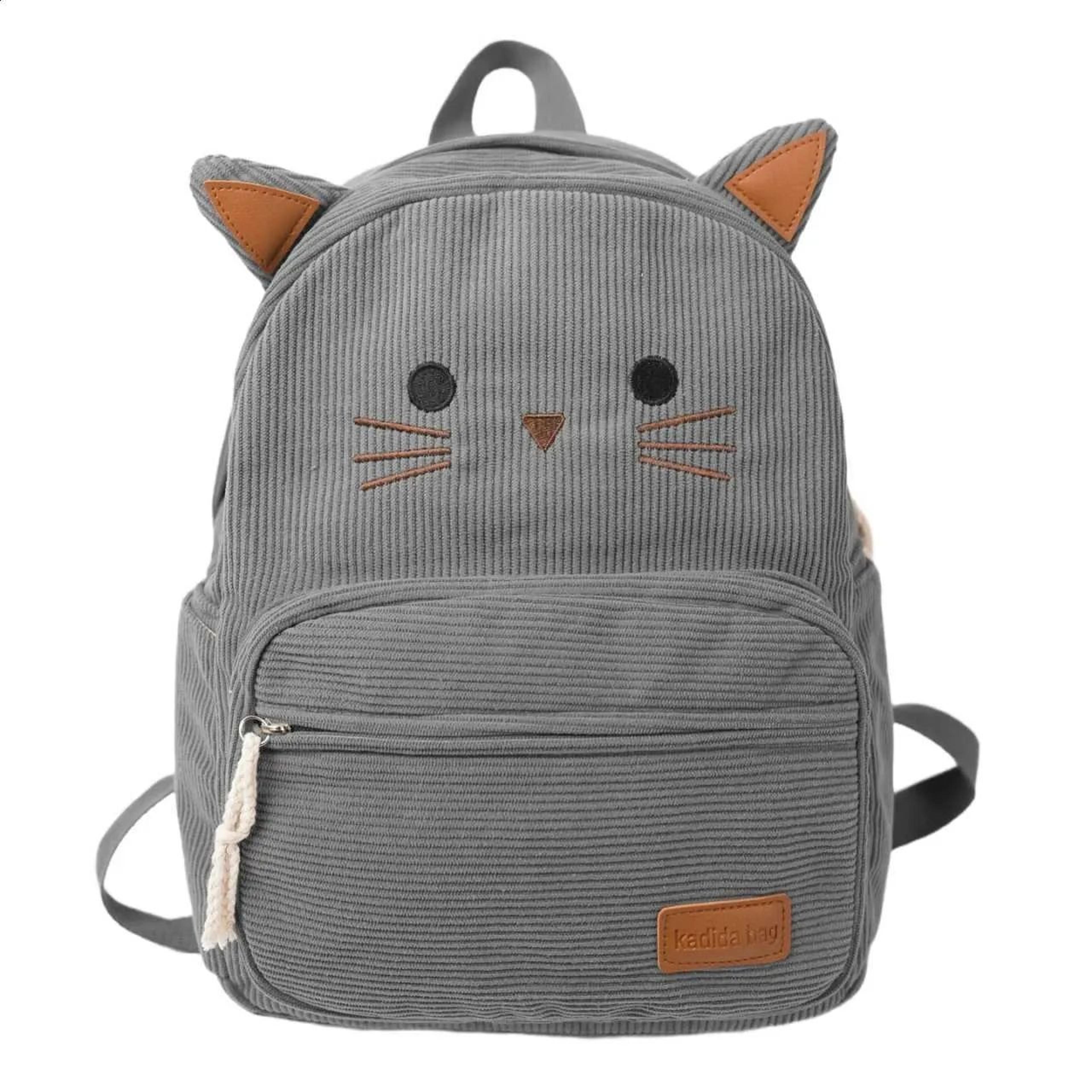 womens cartoon cat backpack large capacity soft fabric shoulder bag