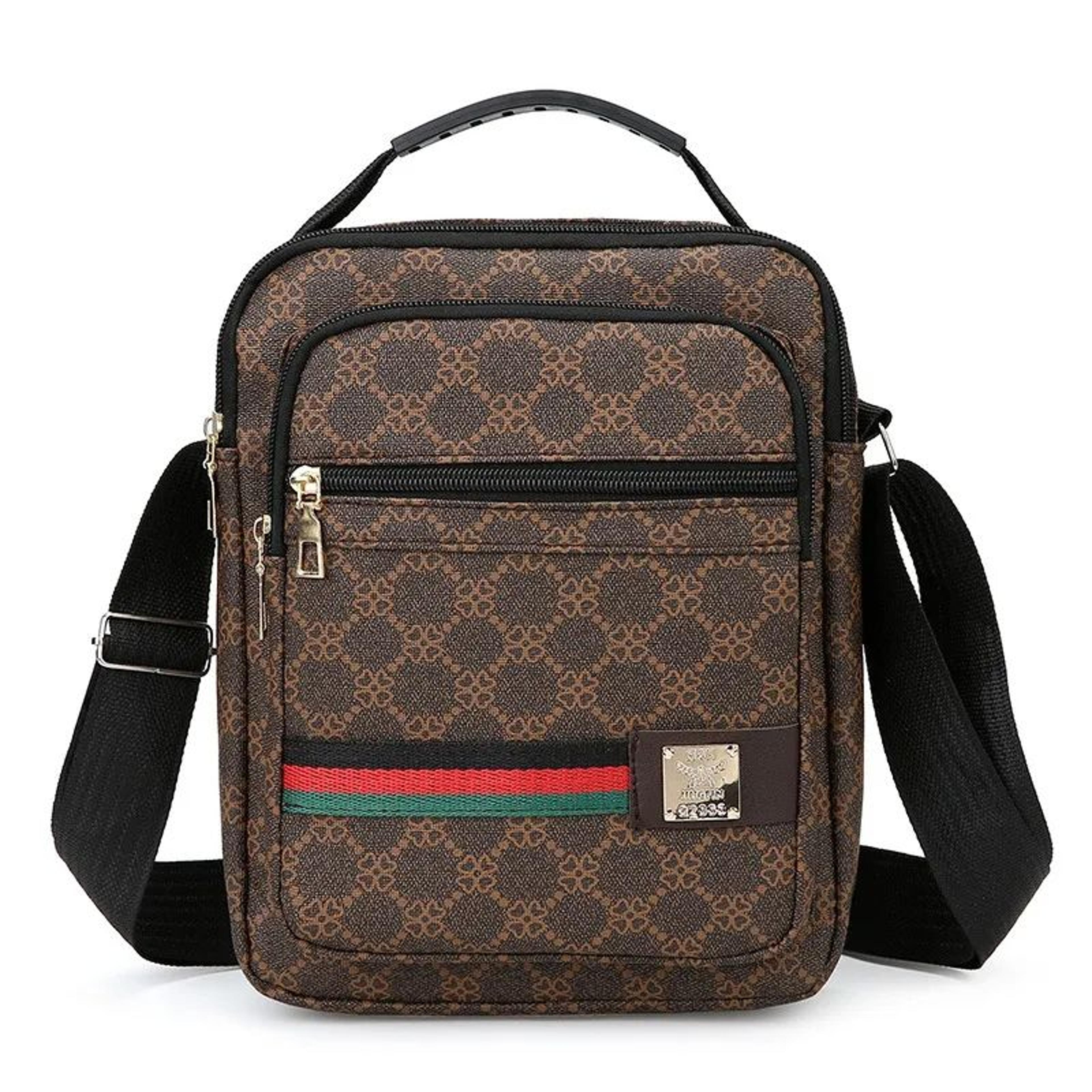 vertical color block crossbody bag with adjustable strap and top handle