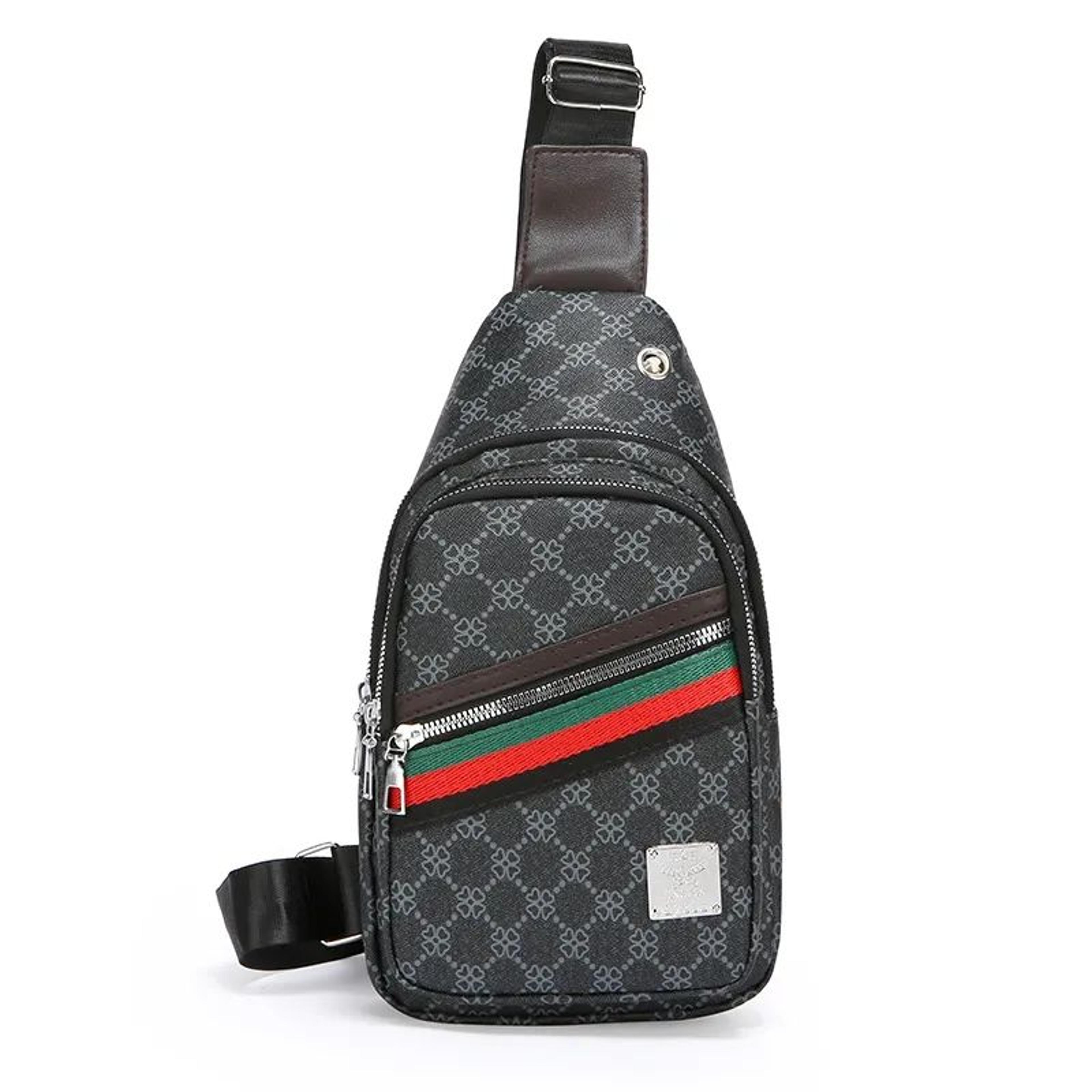 men's lightweight crossbody chest bag water-resistant pu leather travel shoulder bag
