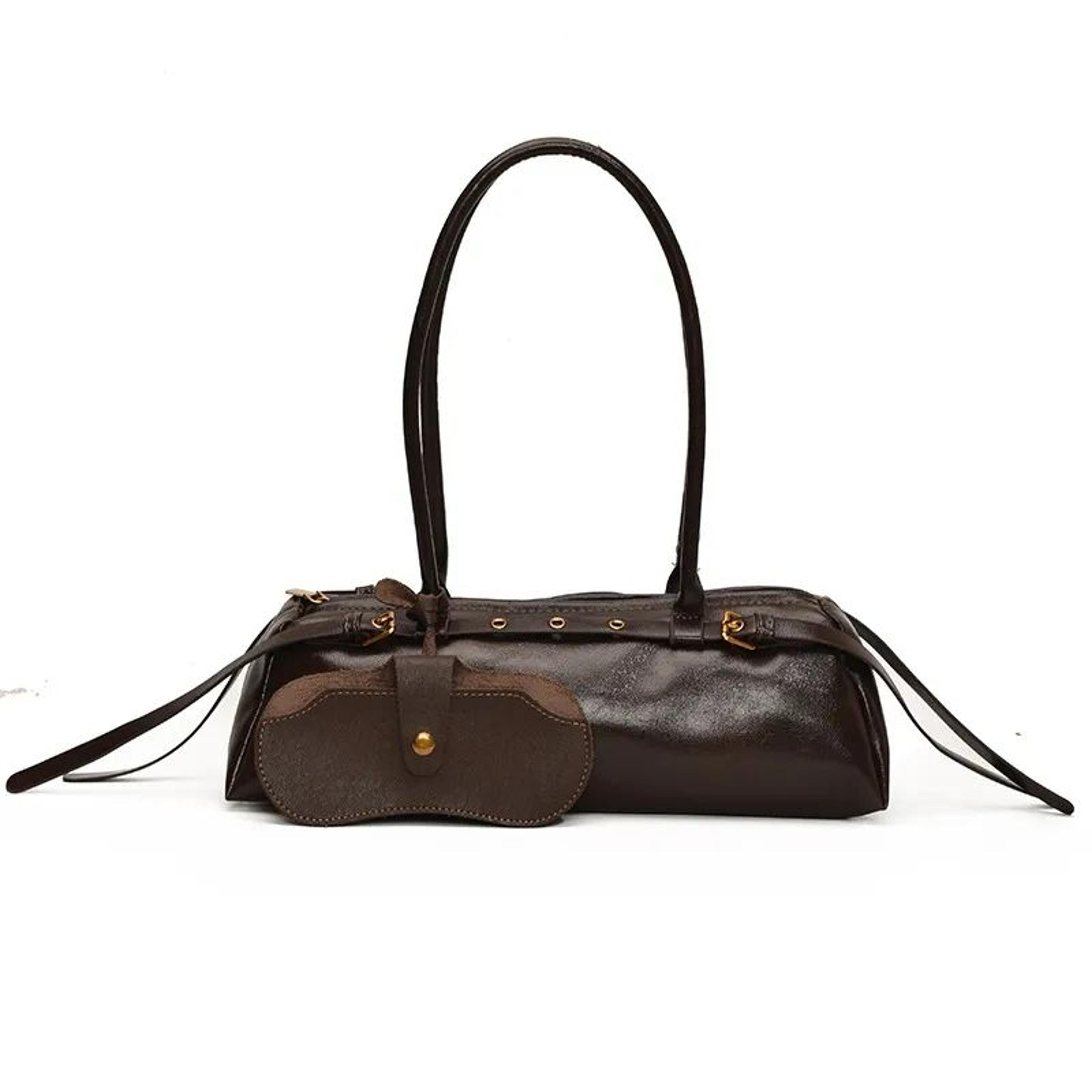 Womens Motorcycle Style Shoulder Bag With Zipper Closure And Soft PU Material 3