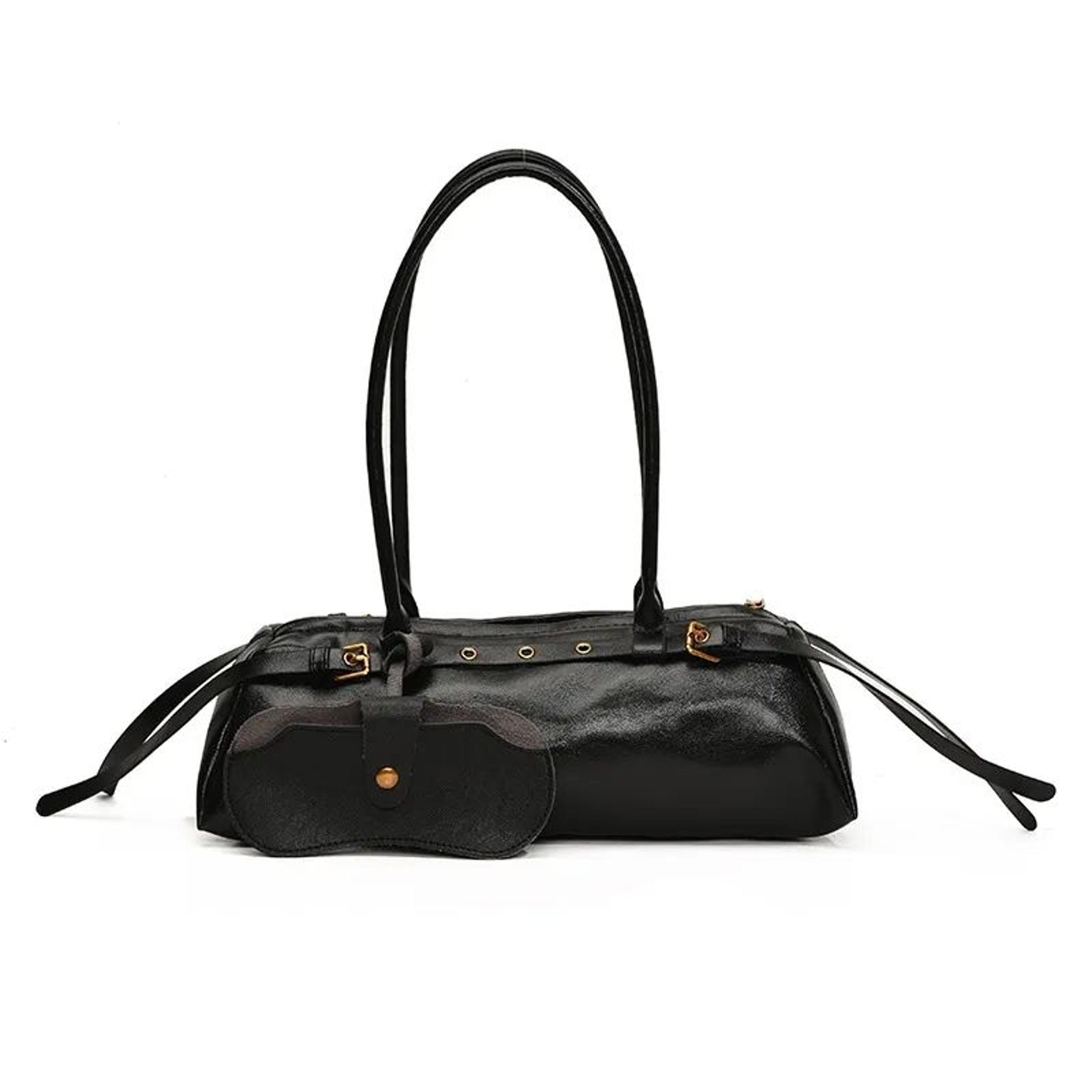Womens Motorcycle Style Shoulder Bag With Zipper Closure And Soft PU Material 1