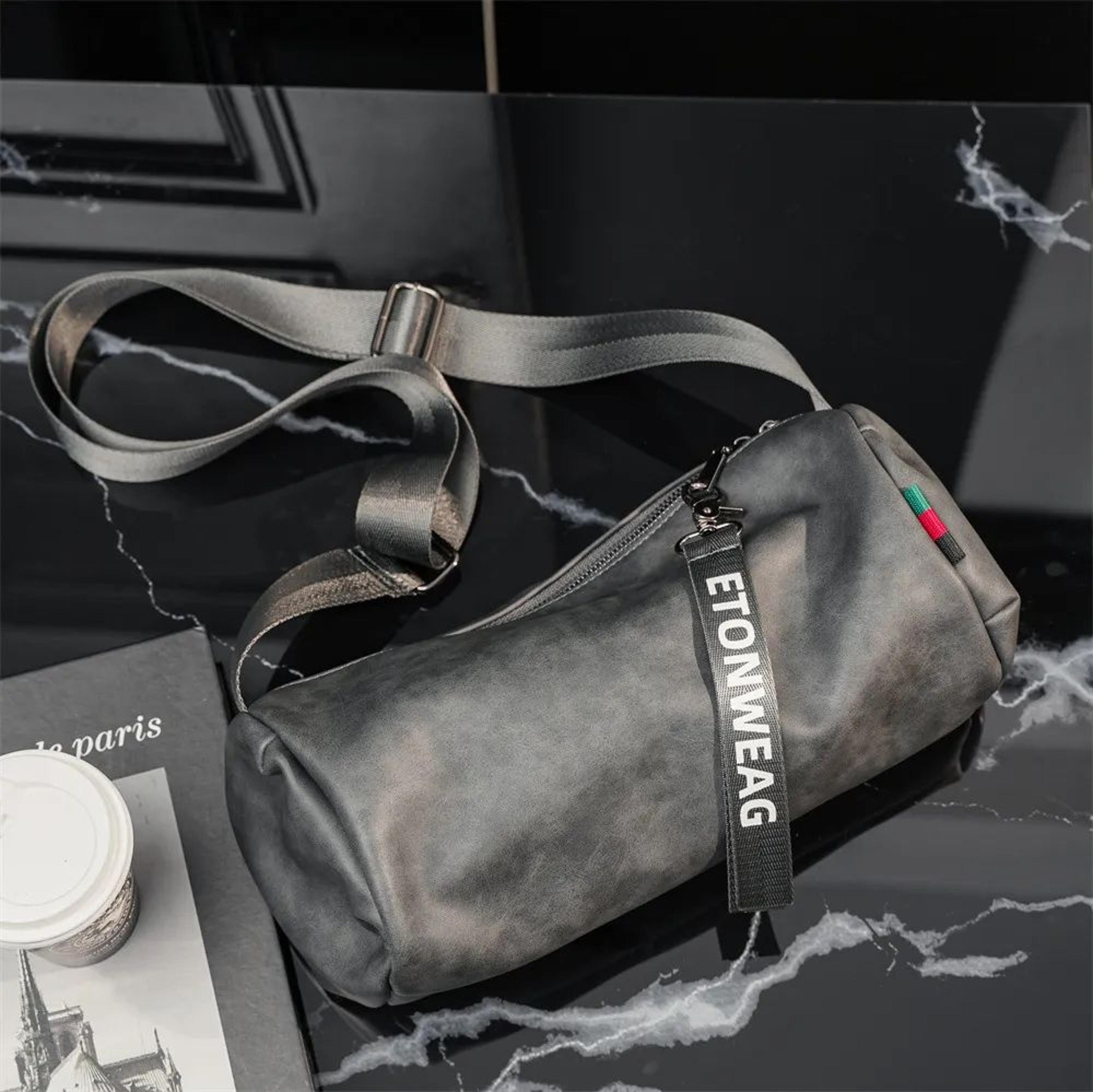 lightweight round bucket crossbody shoulder bag in soft pu material