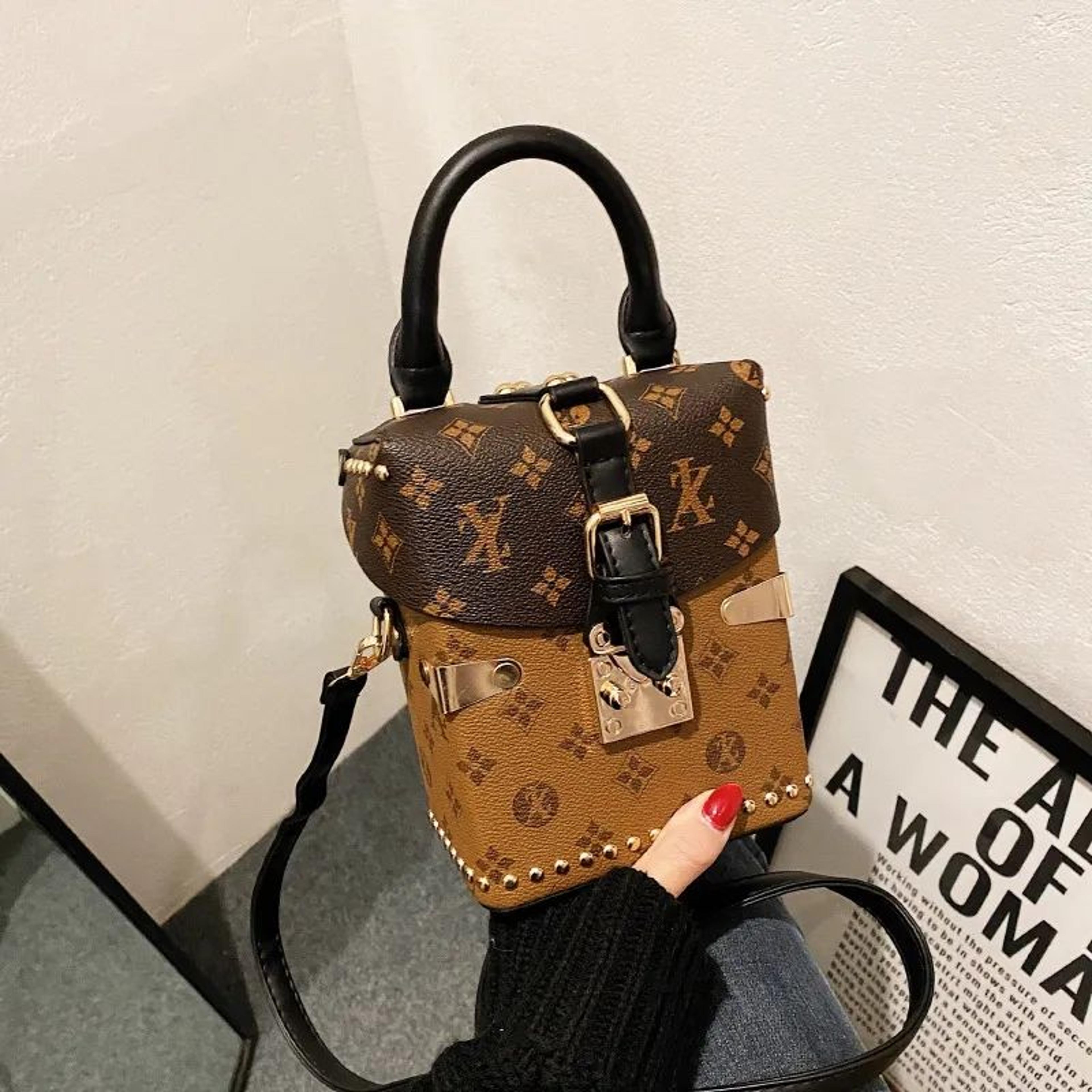 womens small hard shell crossbody bag with printed square box design